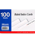 100 Ct. 3" X 5" Ruled White Index Card
