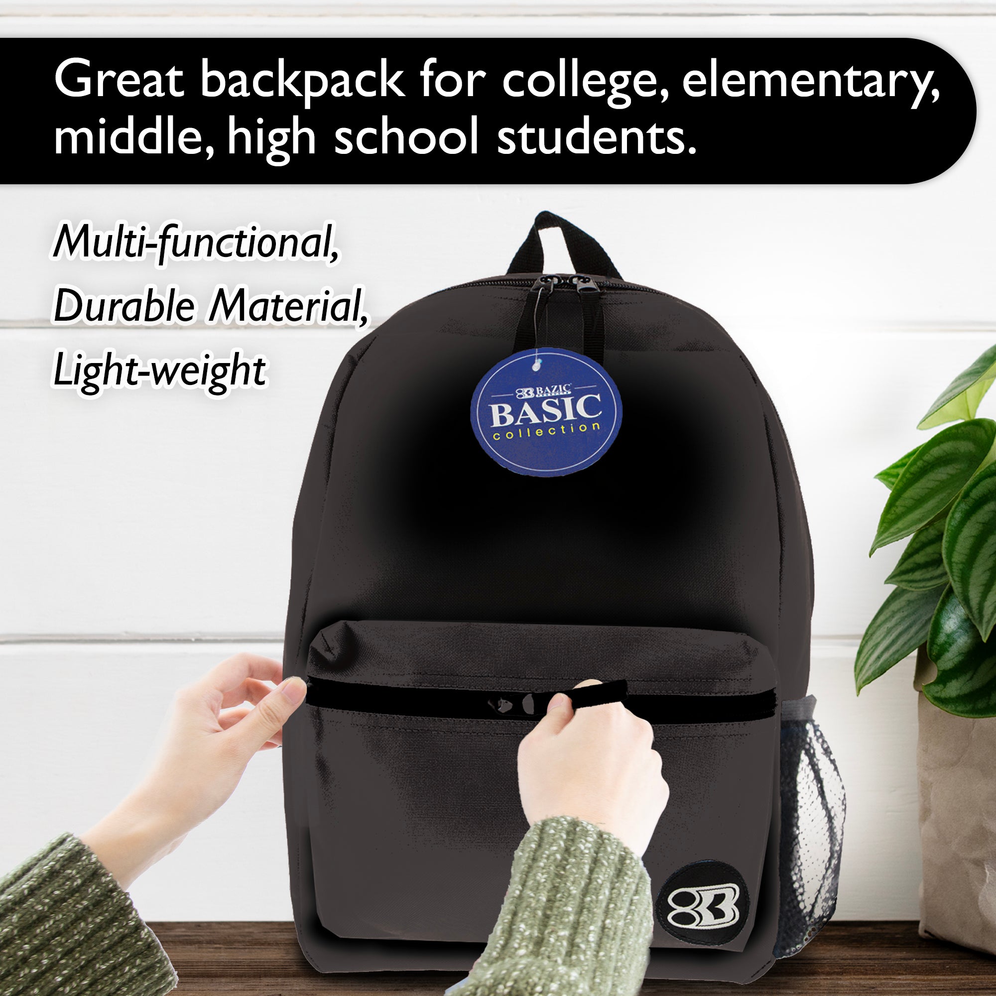 16" Black Basic Backpack