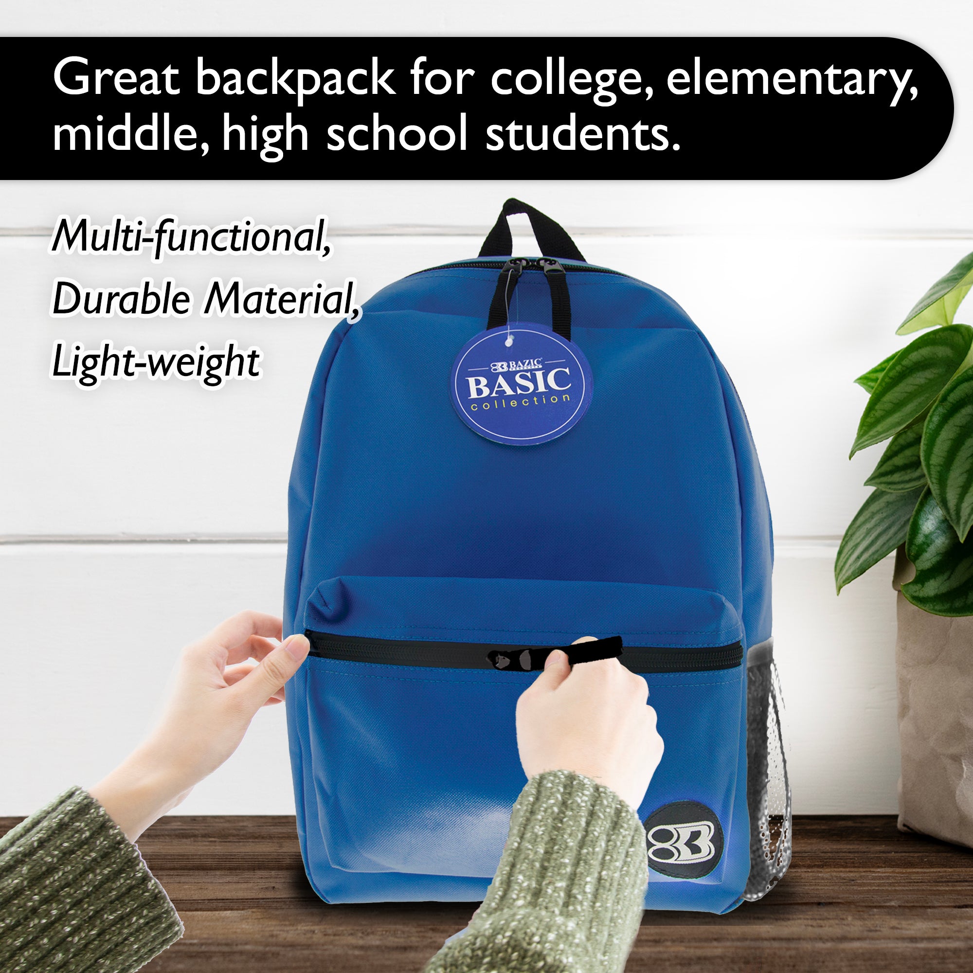 16" Blue Basic Backpack