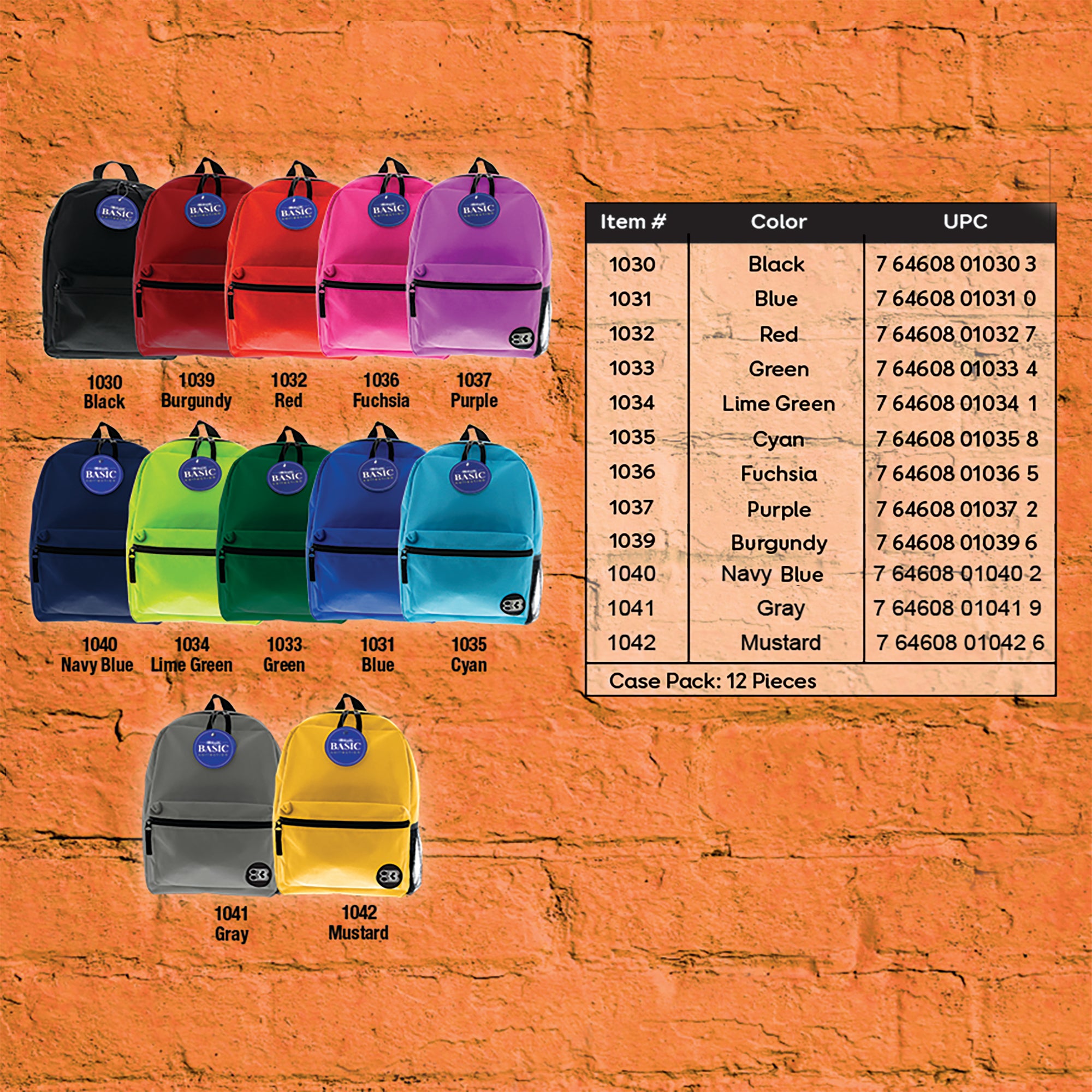 16" Blue Basic Backpack