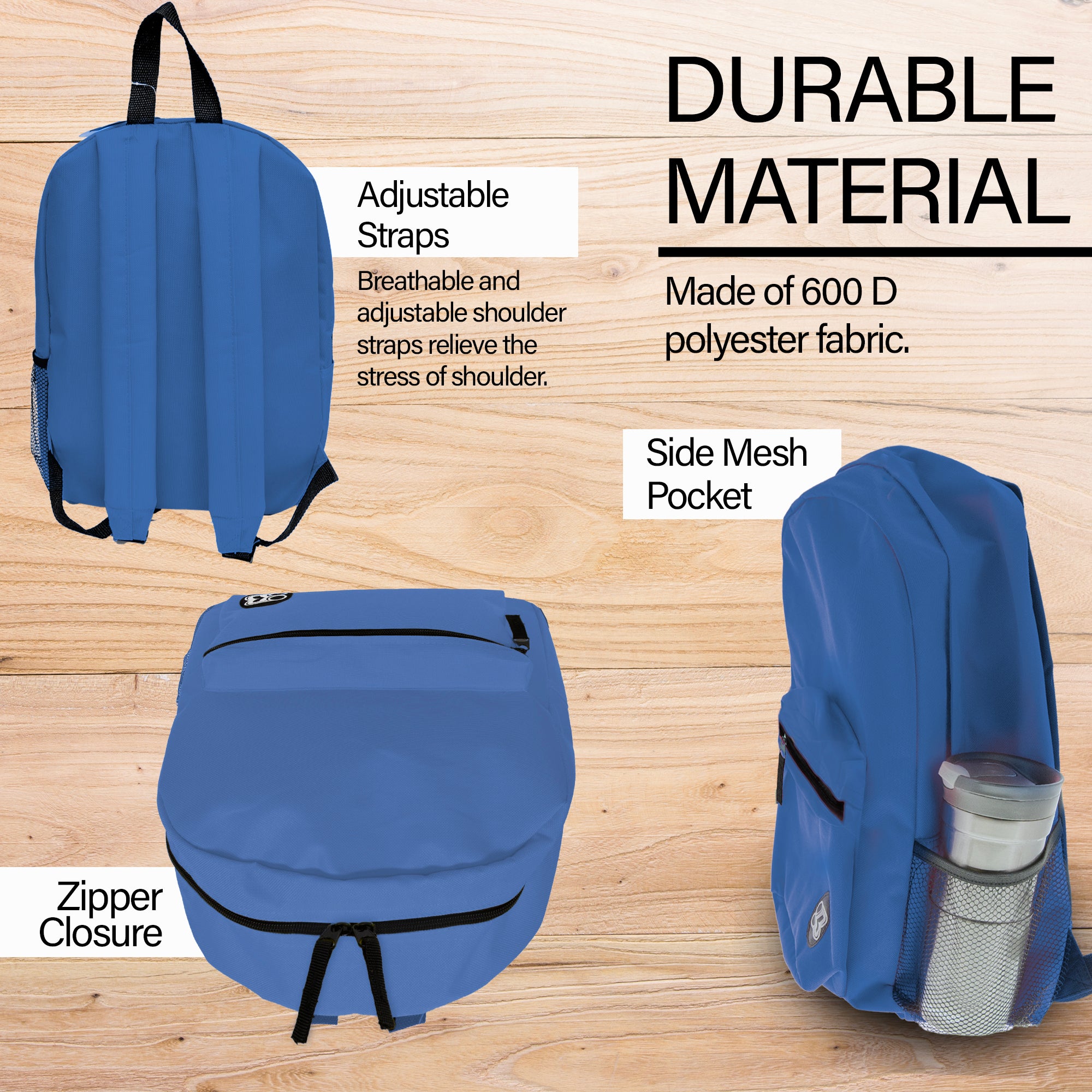 16" Blue Basic Backpack
