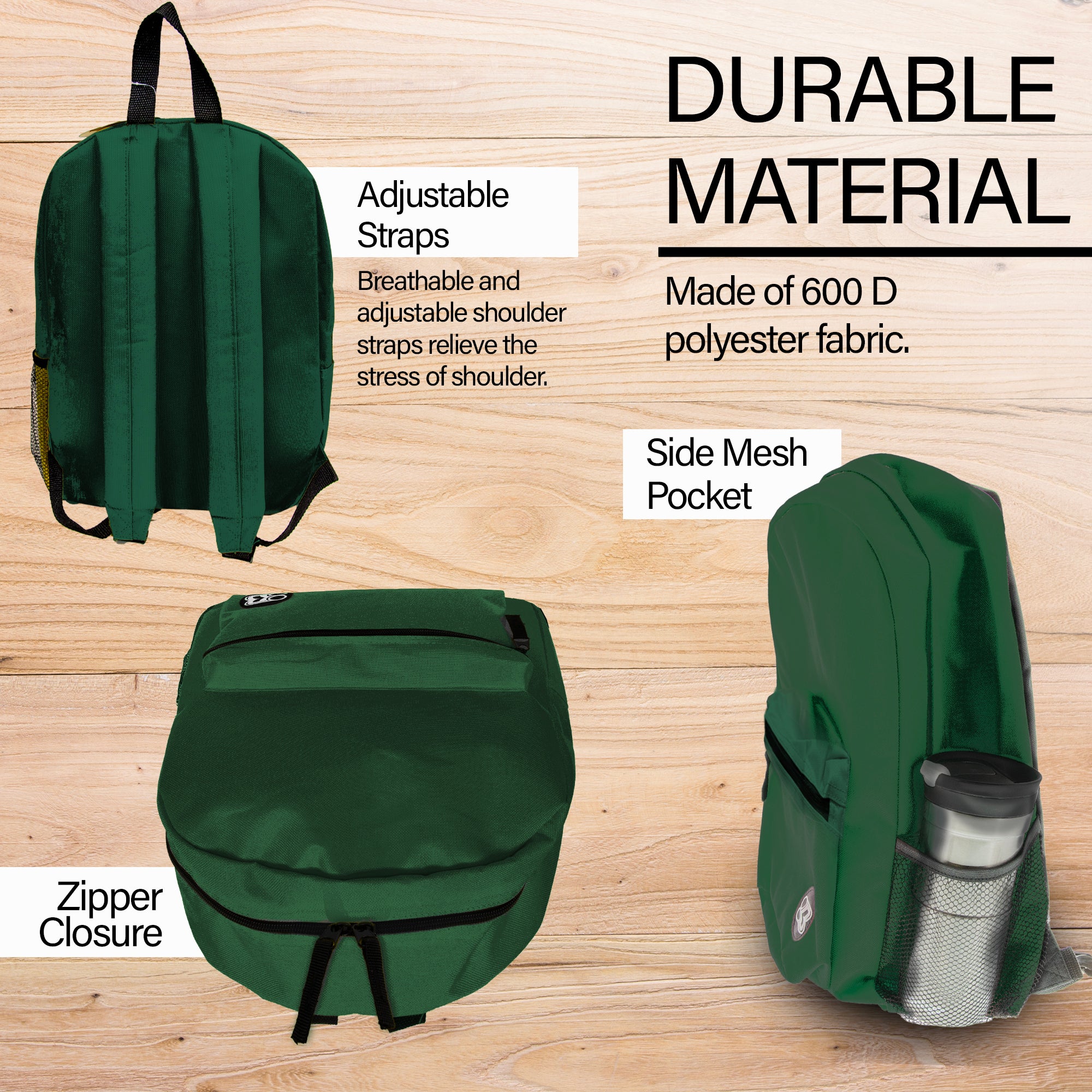 16" Green Basic Backpack