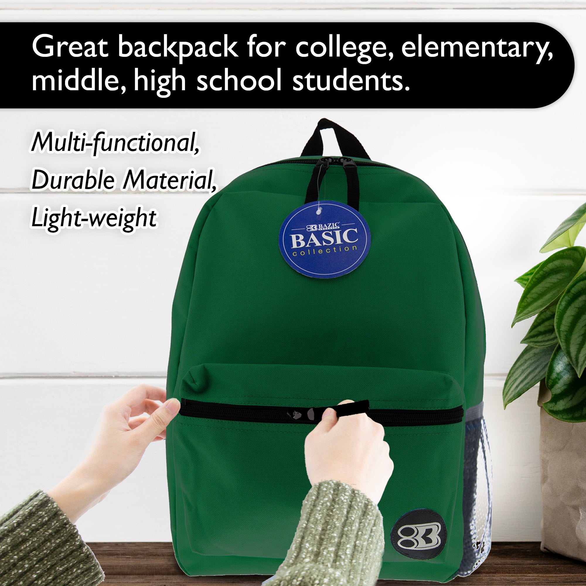 16" Green Basic Backpack