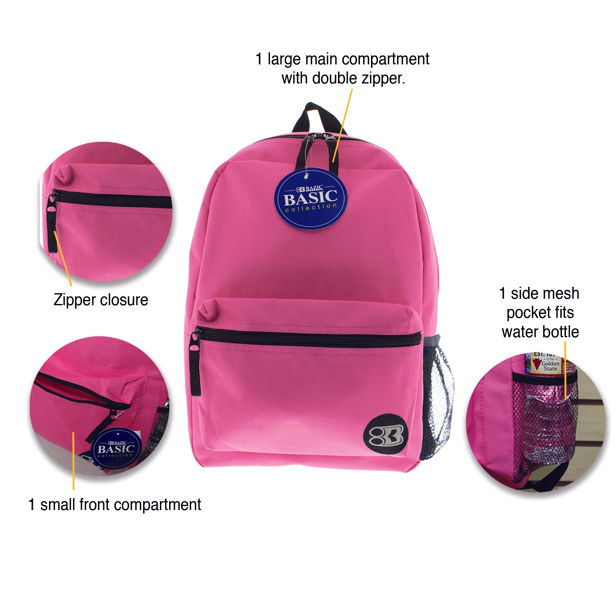 16" Fuchsia Basic Backpack