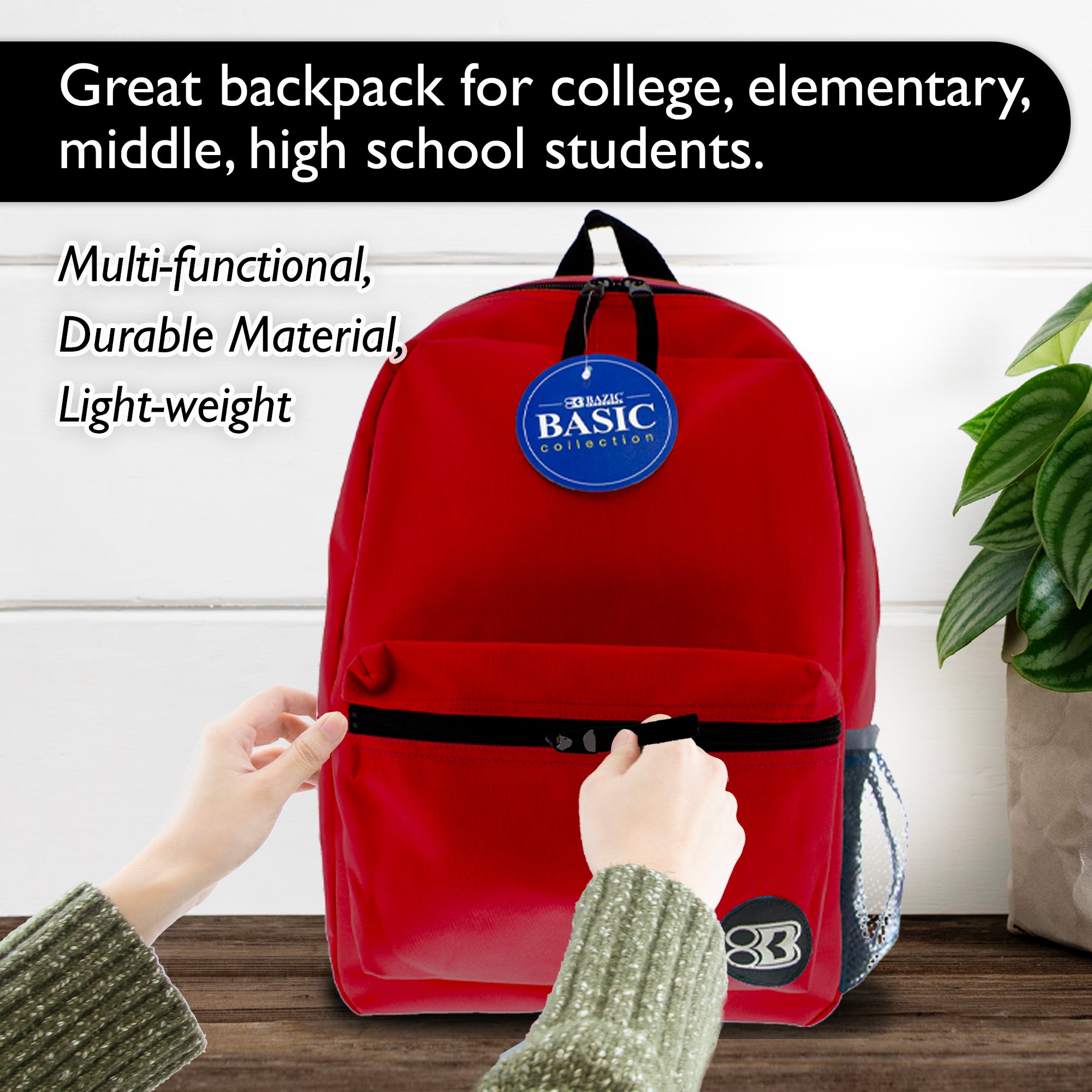 16" Burgundy Basic Backpack