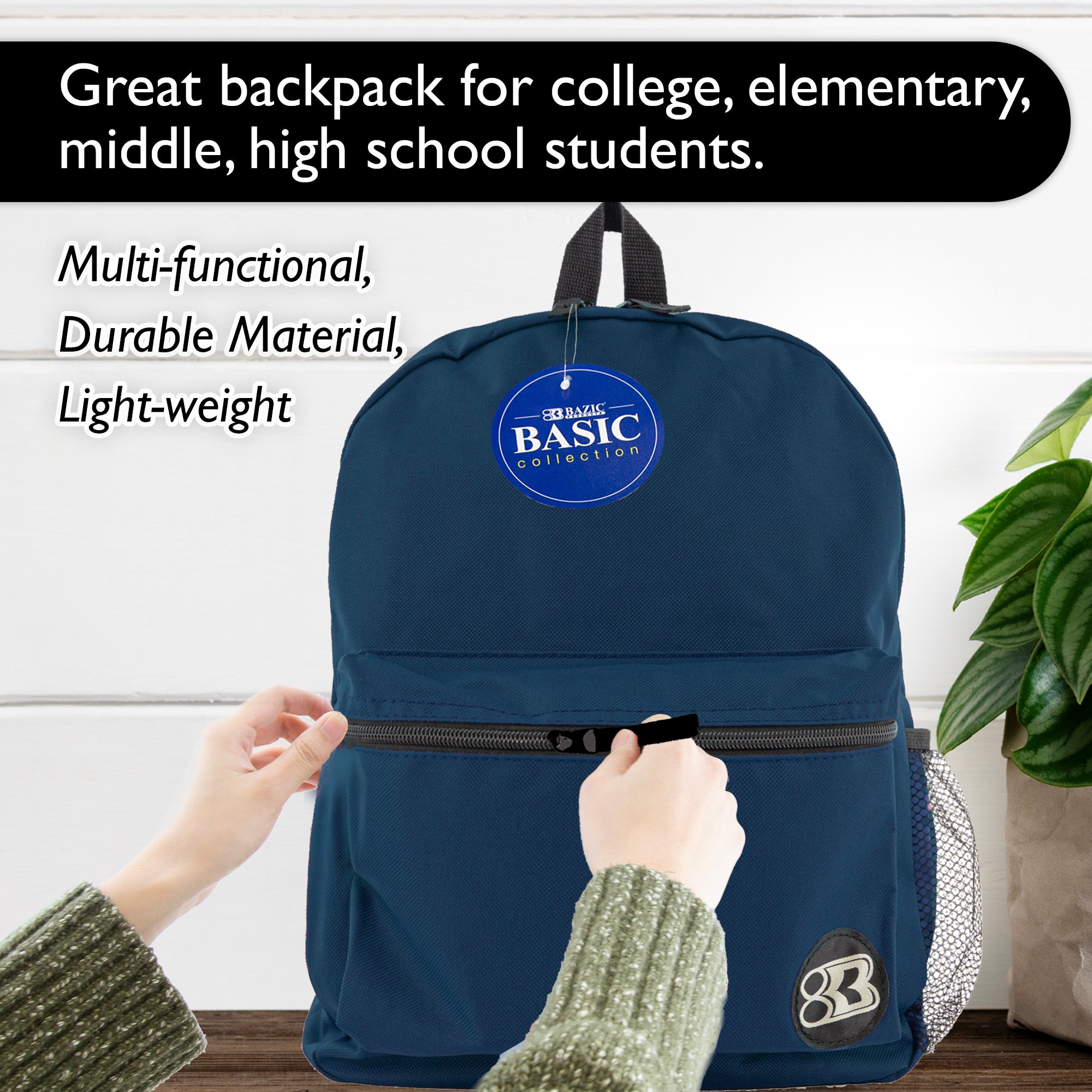 16" Navy Blue Basic Backpack