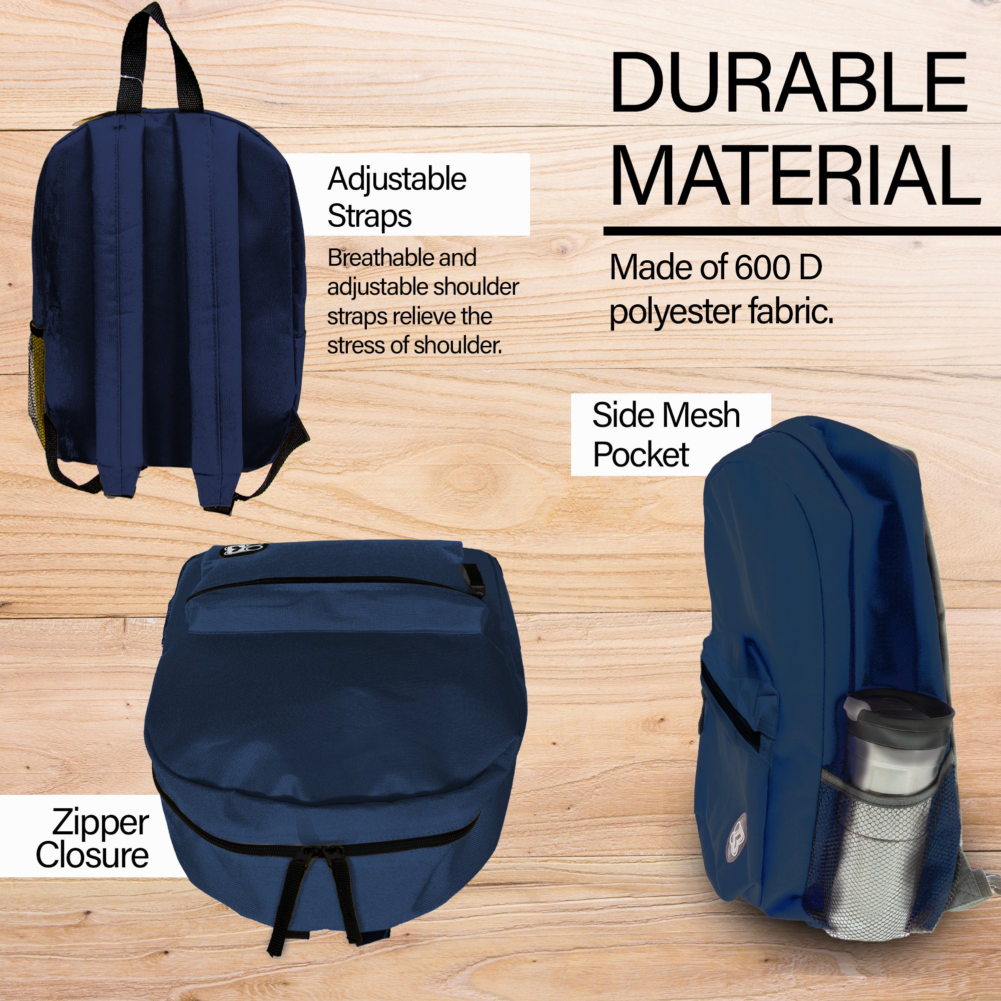 16" Navy Blue Basic Backpack