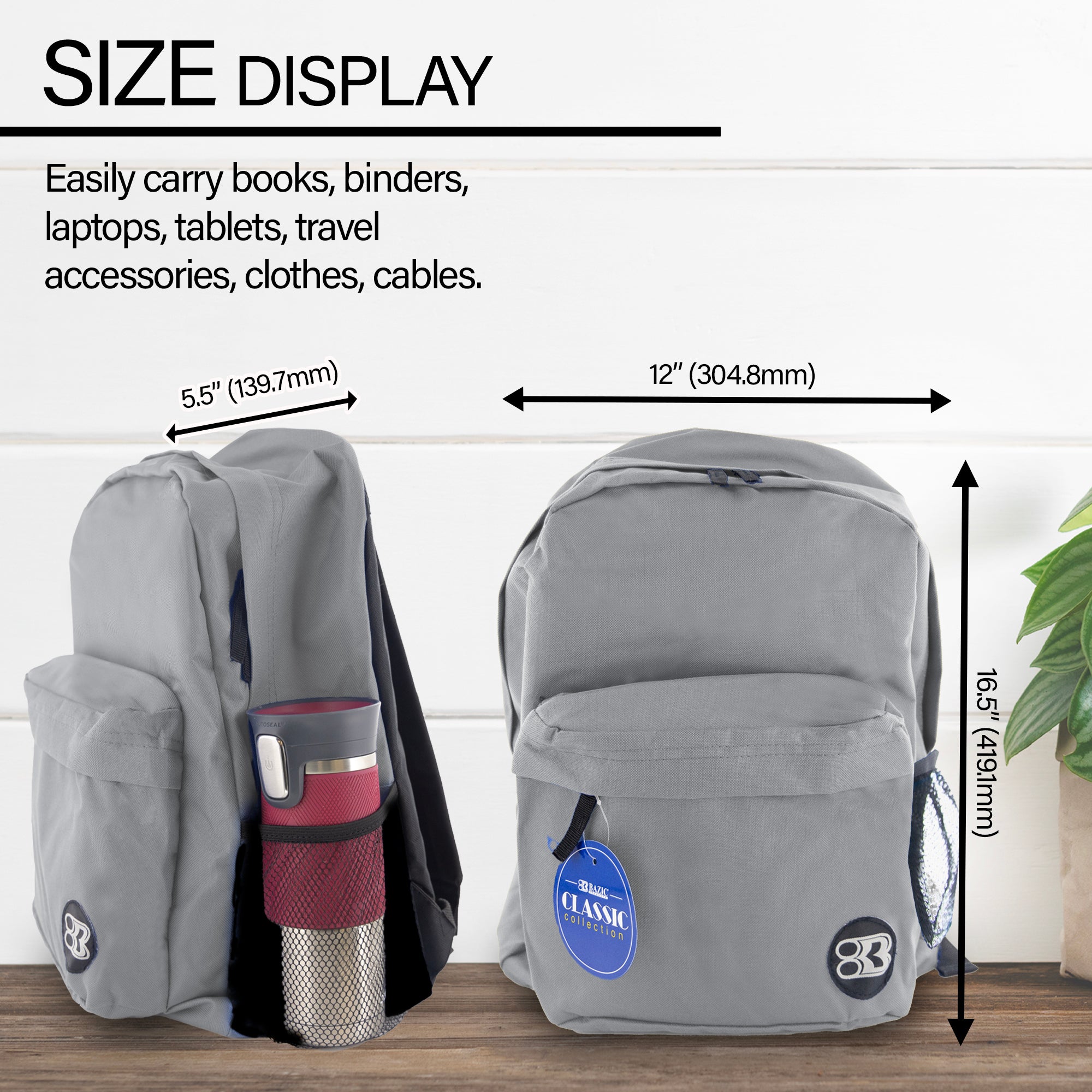 17" Gray Classic Backpack