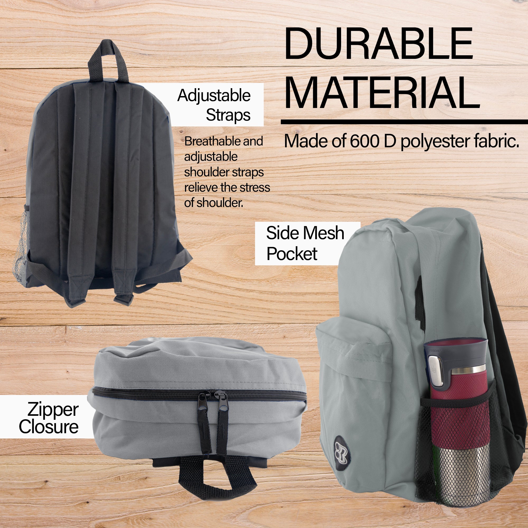 17" Gray Classic Backpack