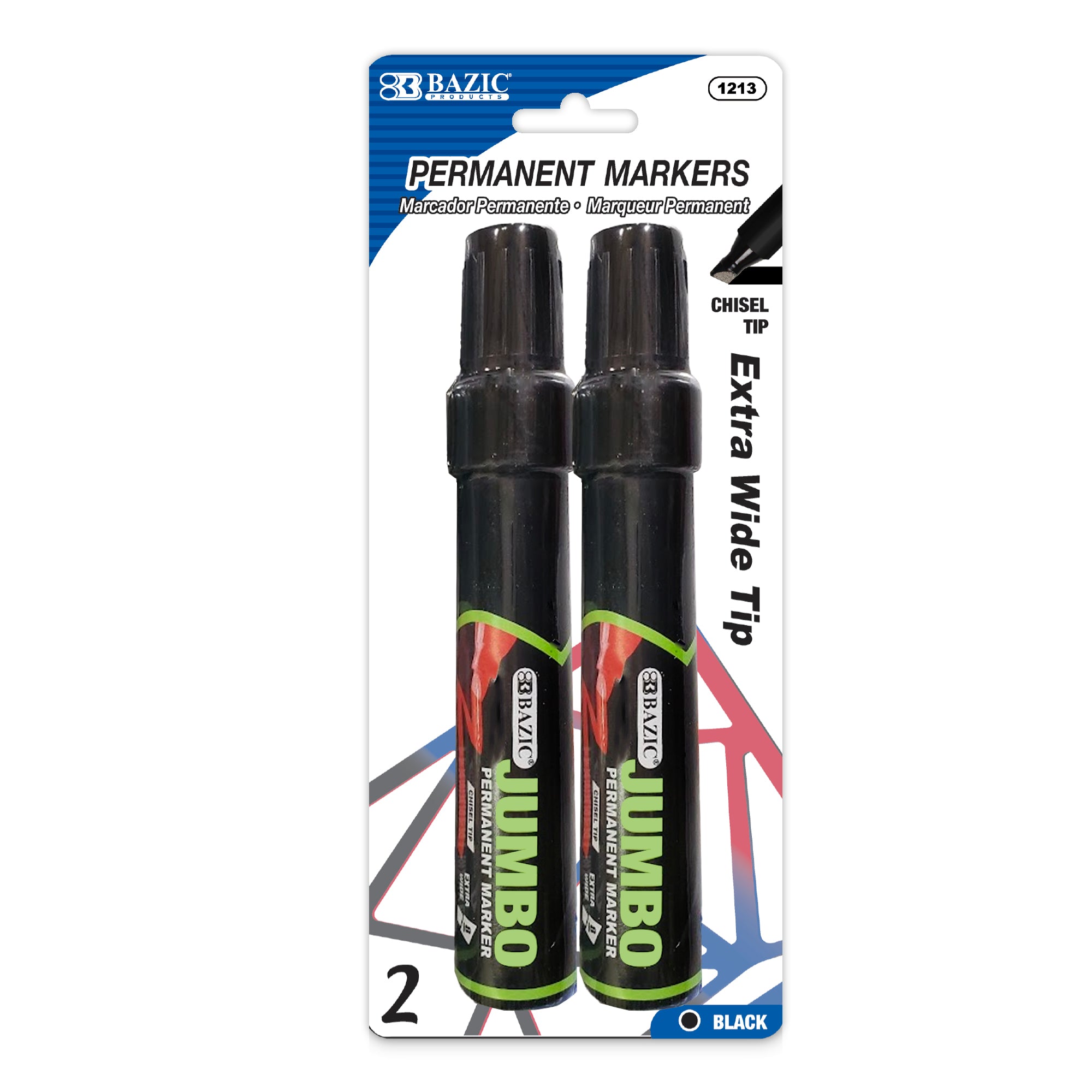 BAZIC 8 mm Jumbo Chisel Tip Permanent Markers (2/Pack) – BAZIC Store