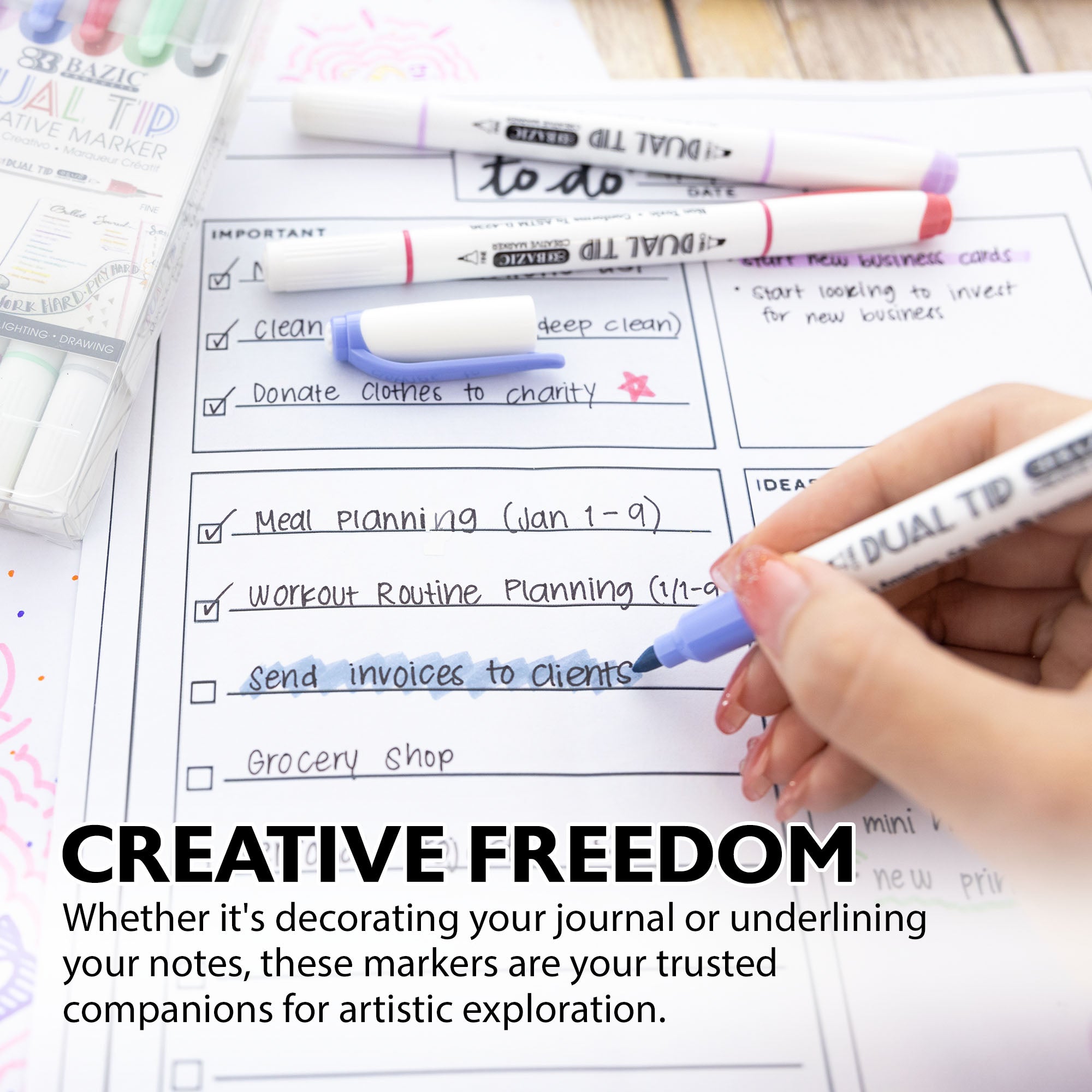 5 Colors Dual-Tip Creative Markers