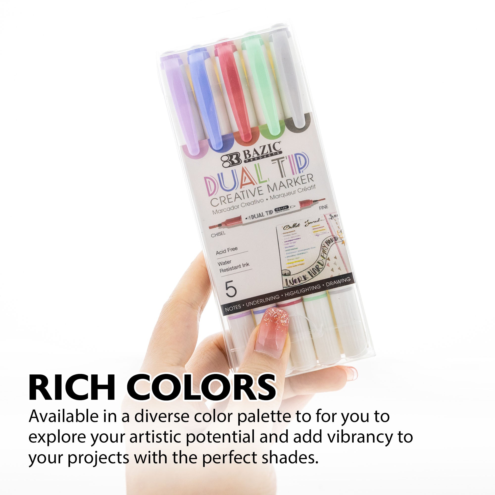 5 Colors Dual-Tip Creative Markers