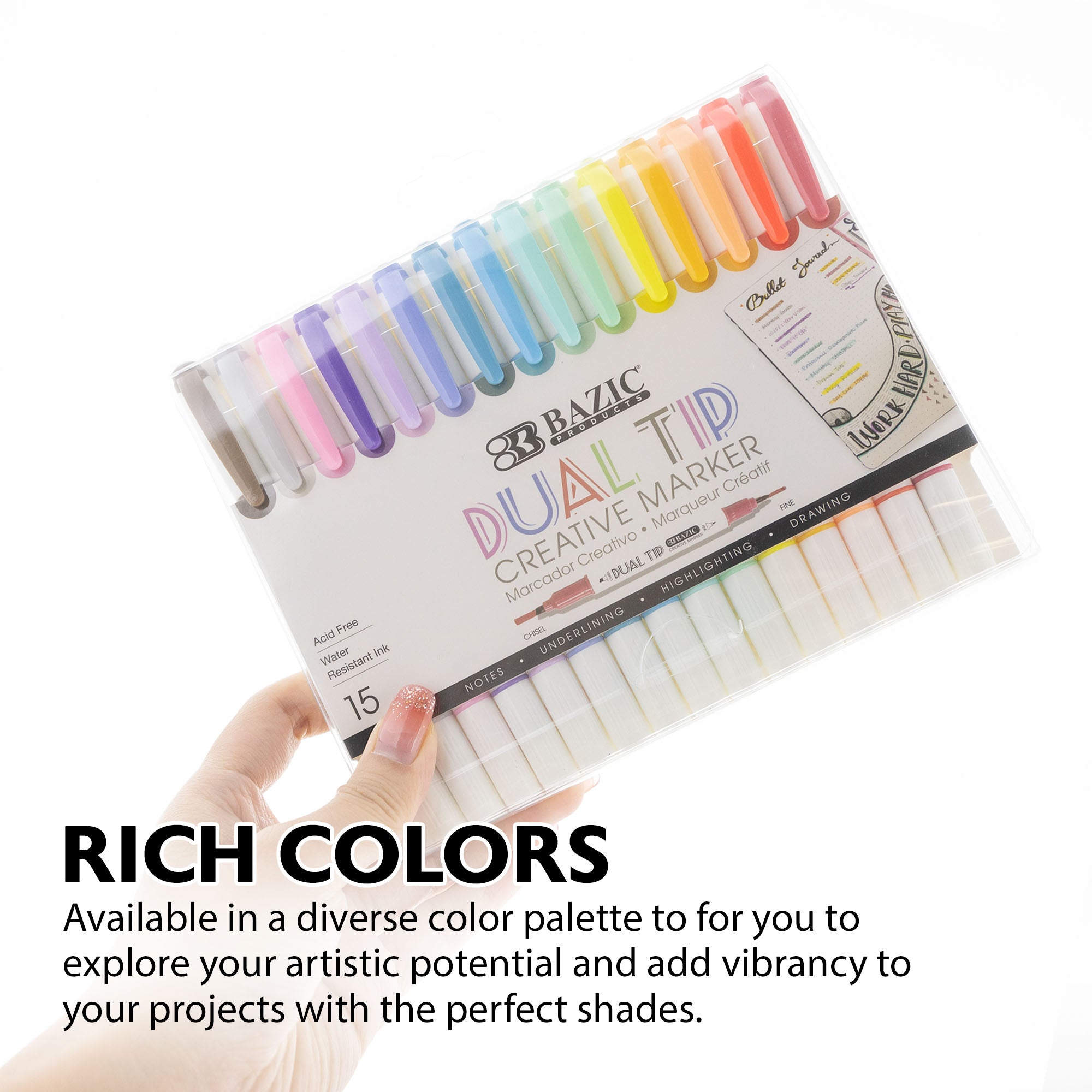 15 Colors Dual-Tip Creative Markers