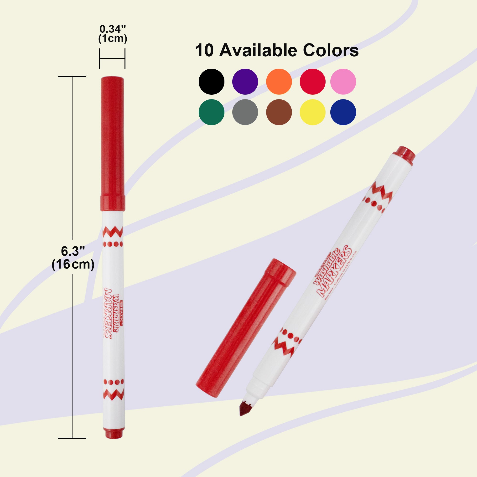 10 Colors Super Tip Washable Markers