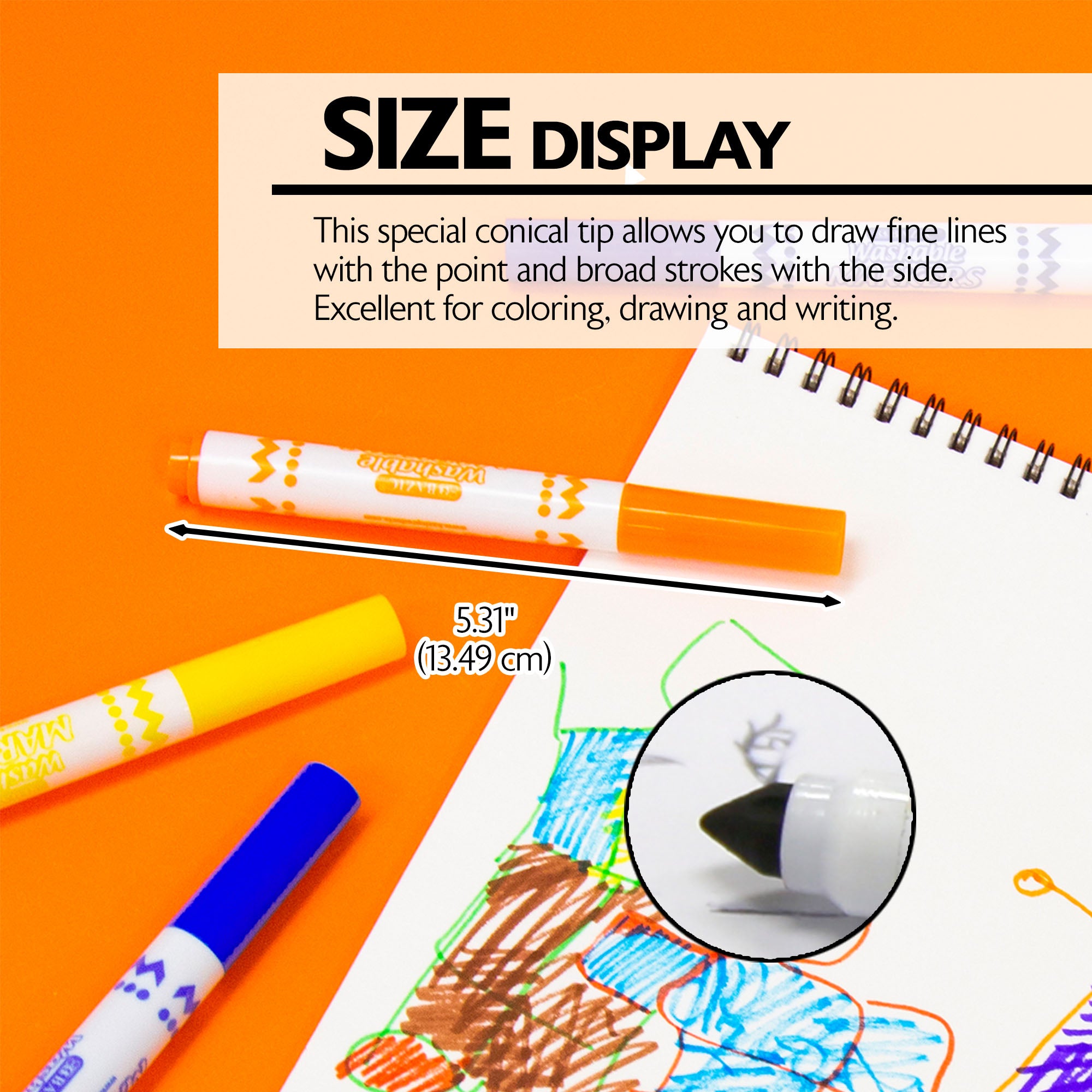 8 Colors Broad Line Jumbo Washable Markers