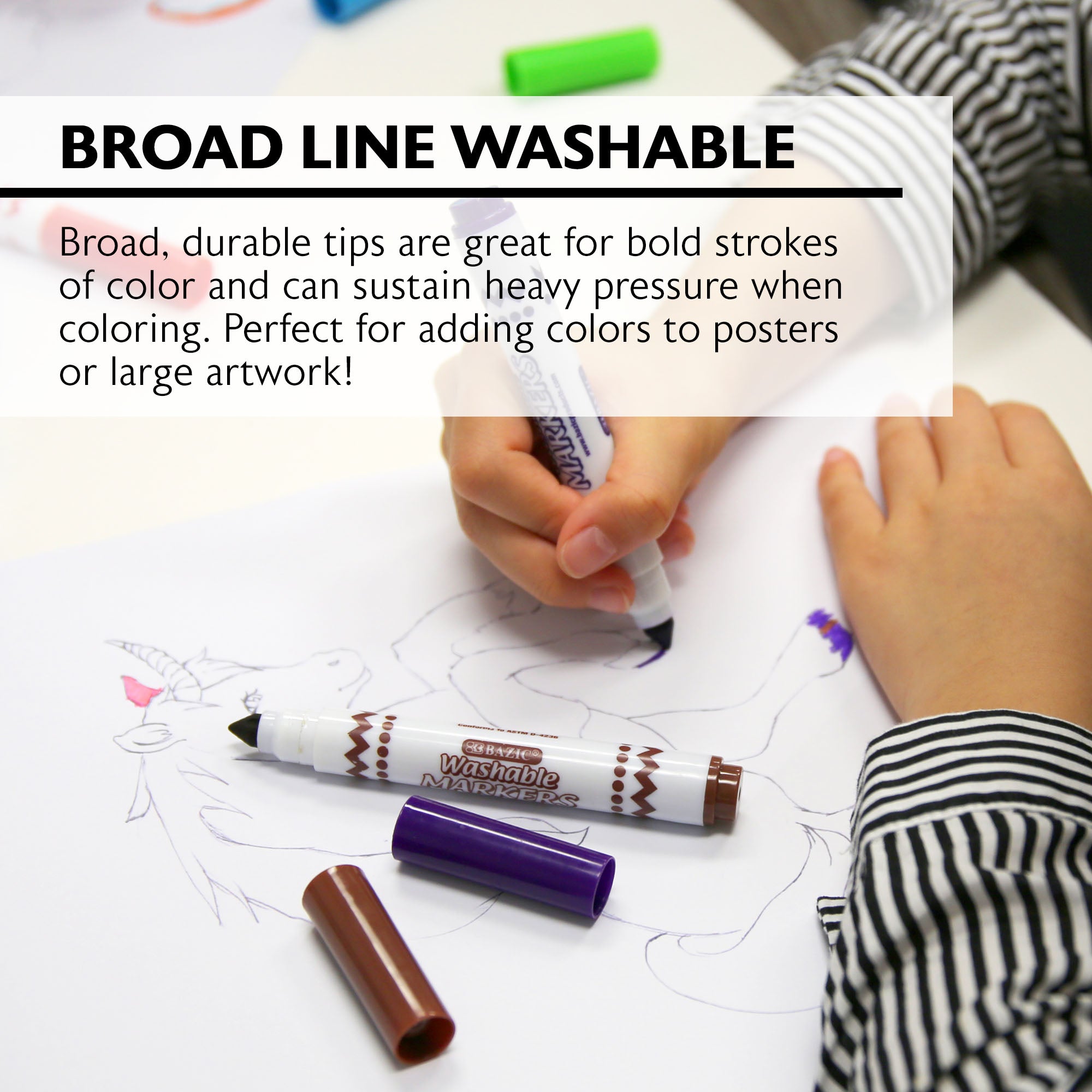8 Colors Broad Line Jumbo Washable Markers