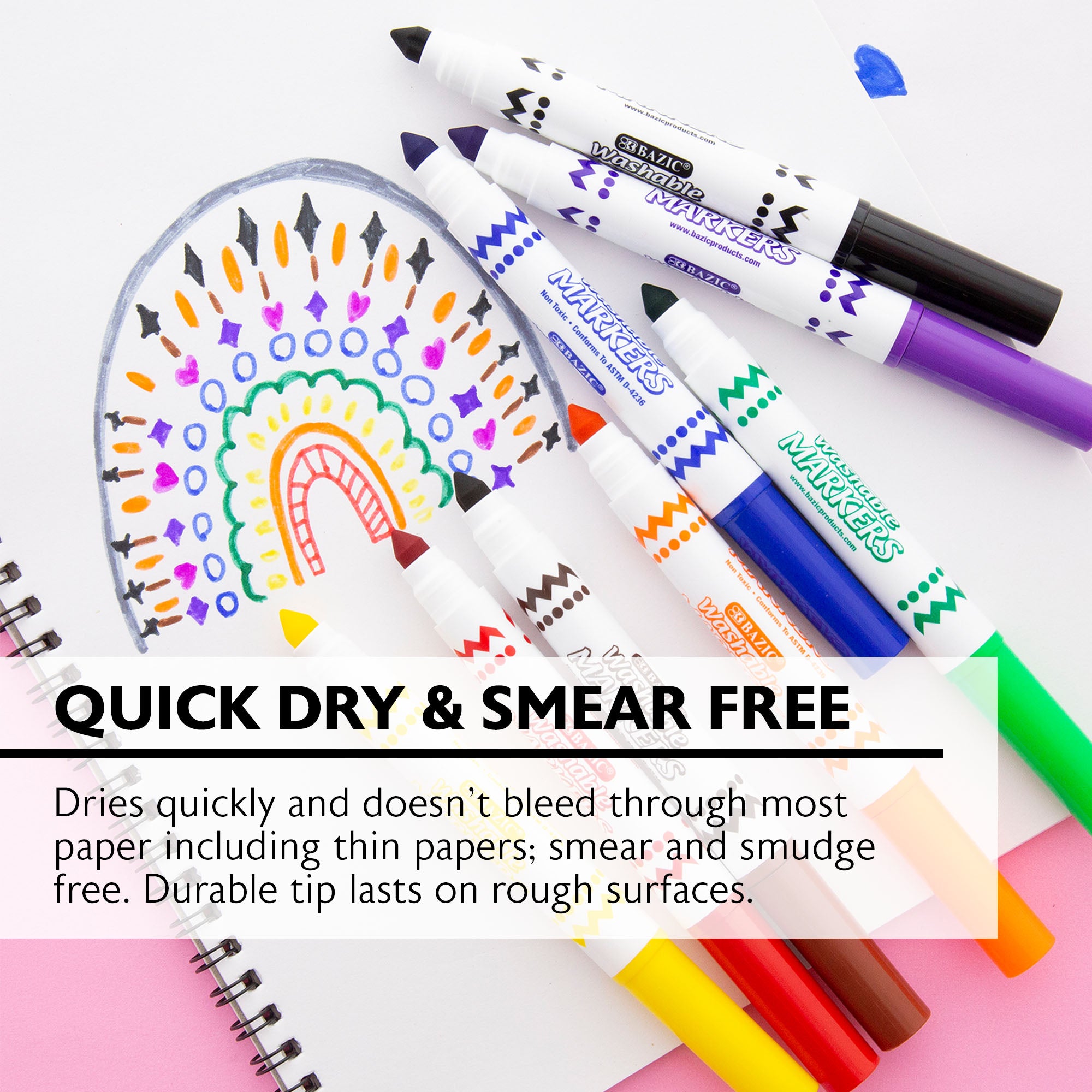 8 Colors Broad Line Jumbo Washable Markers