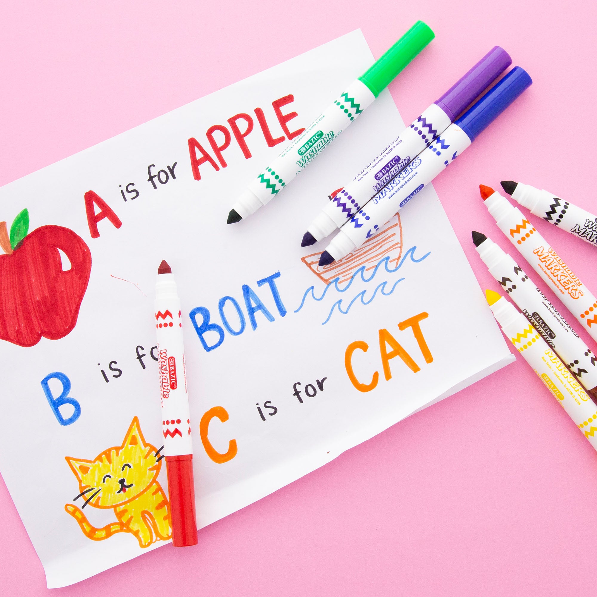 8 Colors Broad Line Jumbo Washable Markers