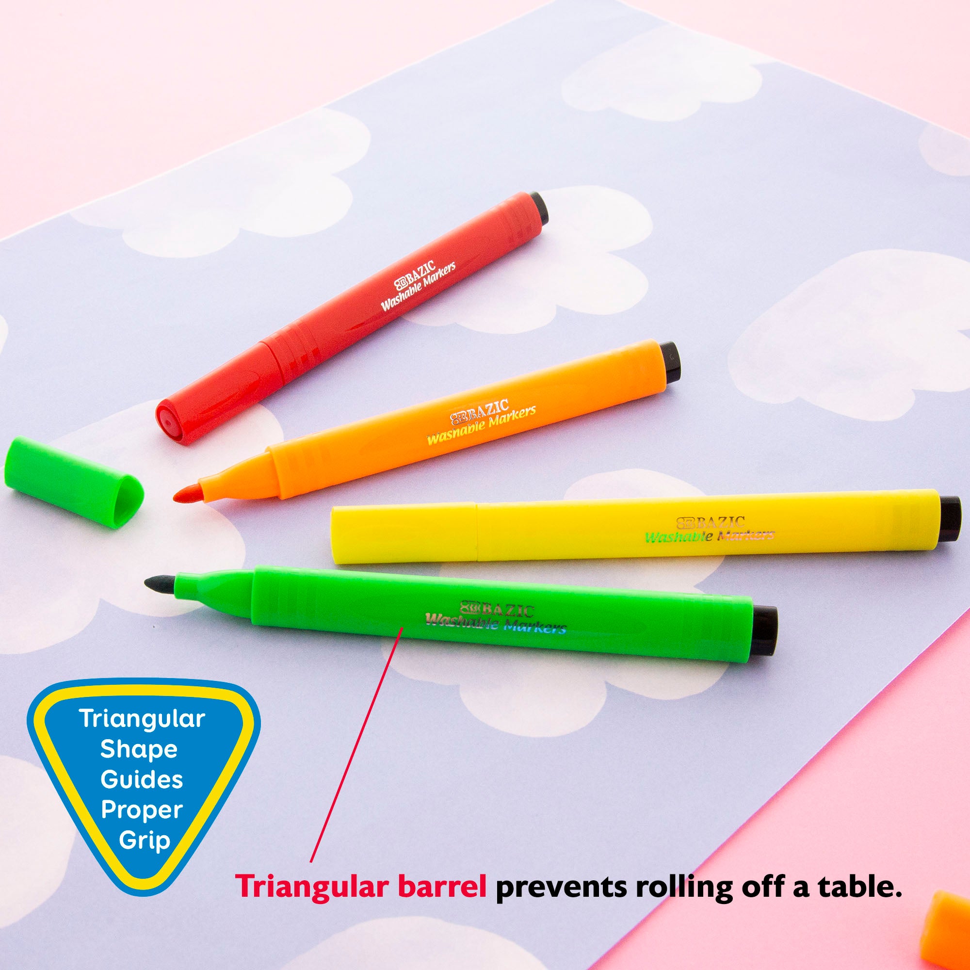 8 Colors Jumbo Triangle Washable Markers