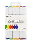 6 Primary Colors Dual Tip Sketch Markers