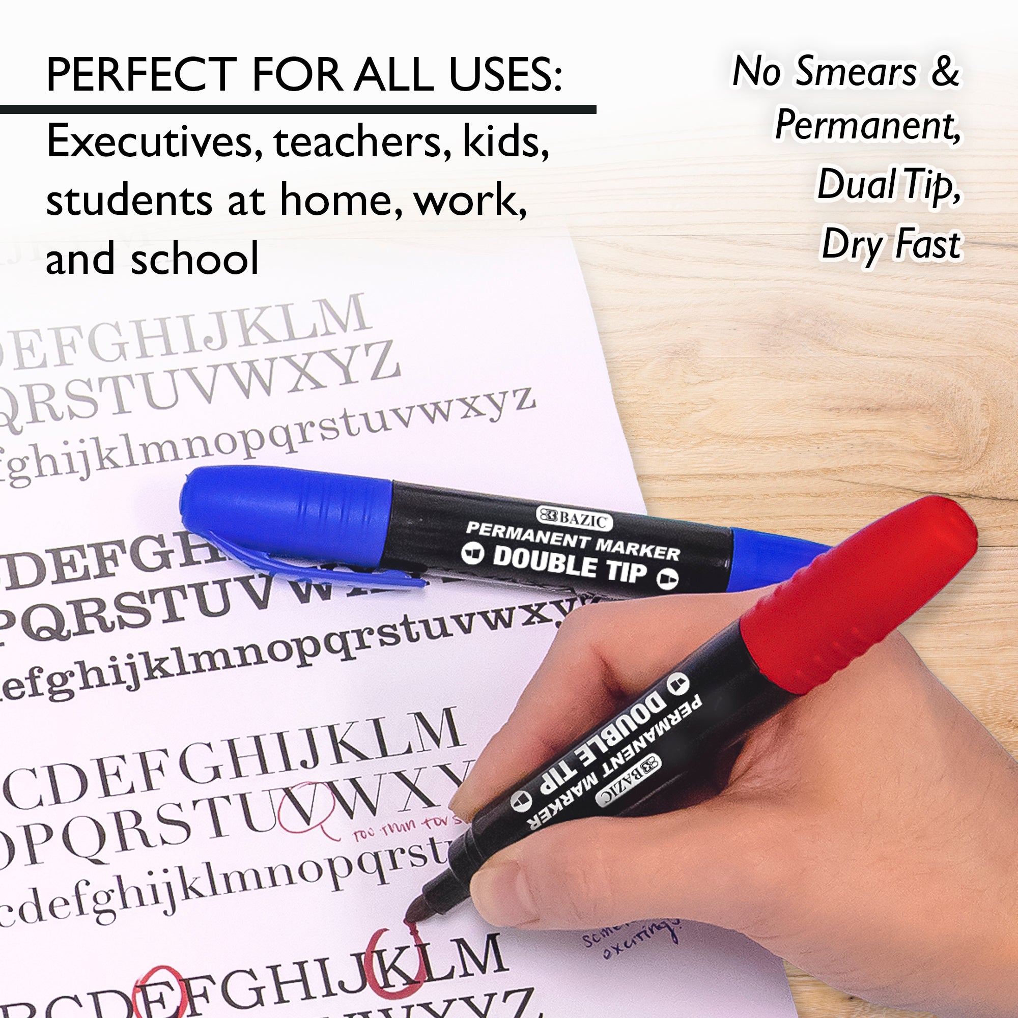 Assorted Colors Double-Tip Permanent Markers (3/Pack)