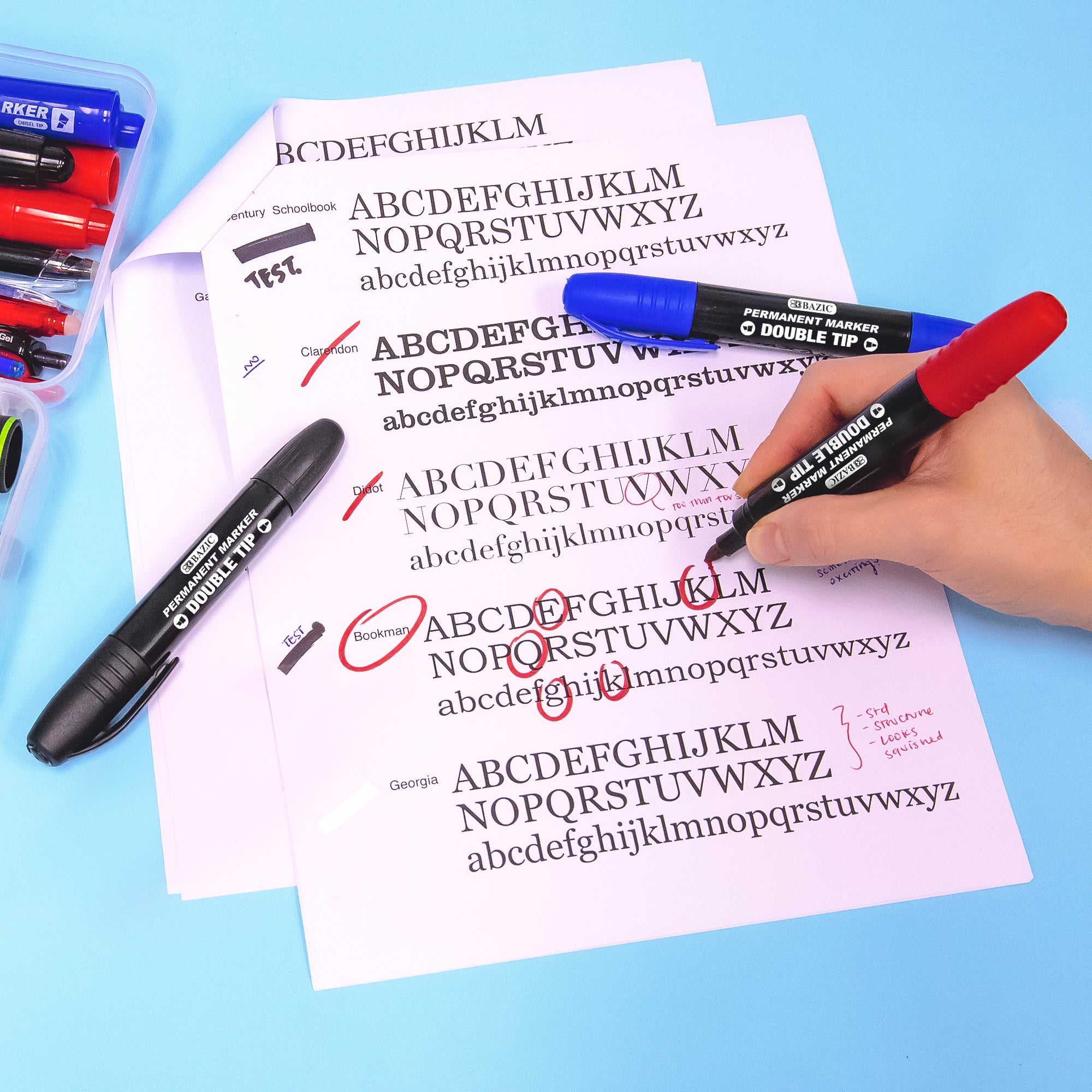 Assorted Colors Double-Tip Permanent Markers (3/Pack)