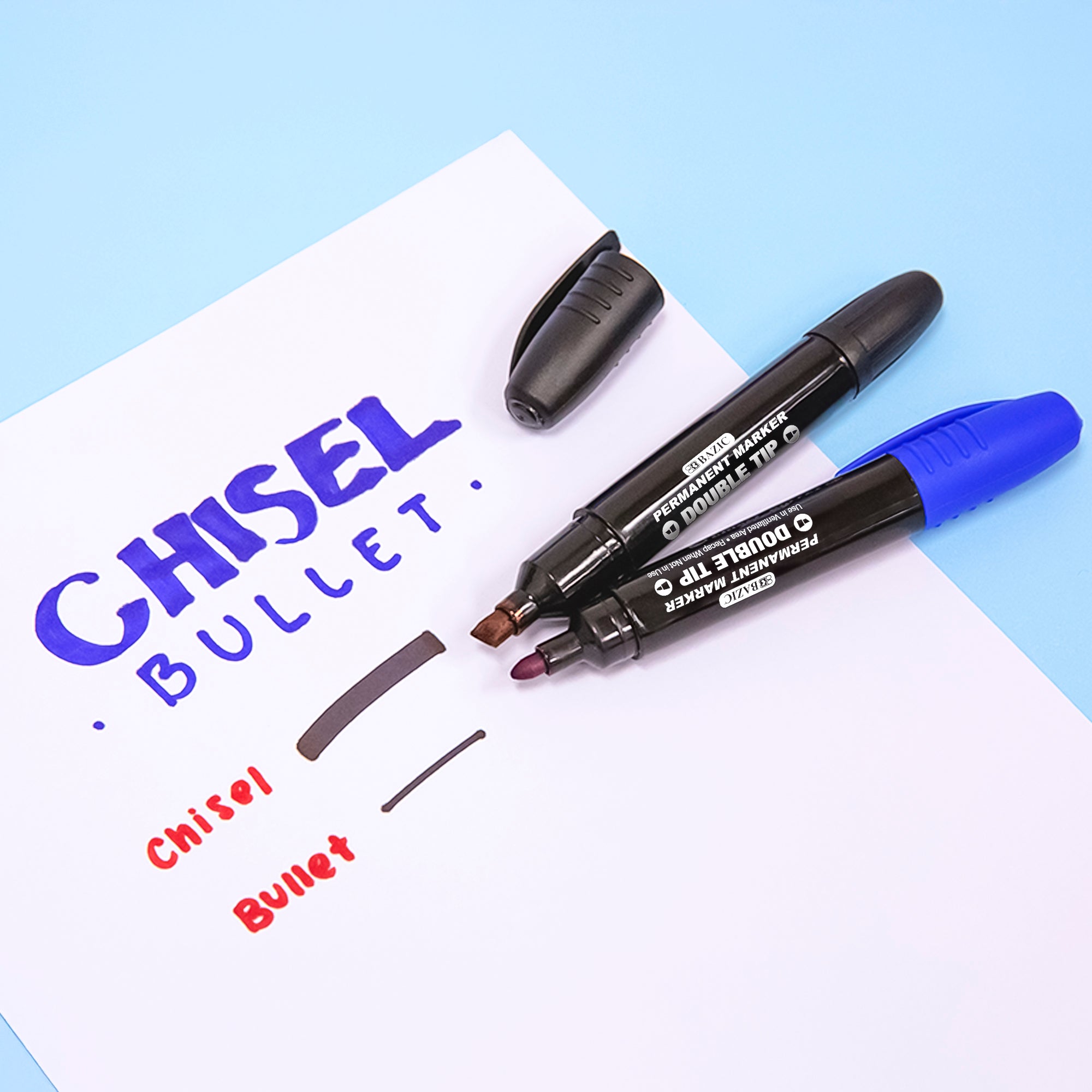 Assorted Colors Double-Tip Permanent Markers (3/Pack)