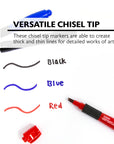 Assorted Colors Chisel Tip Jumbo Permanent Markers w/ Grip (3/Pack)
