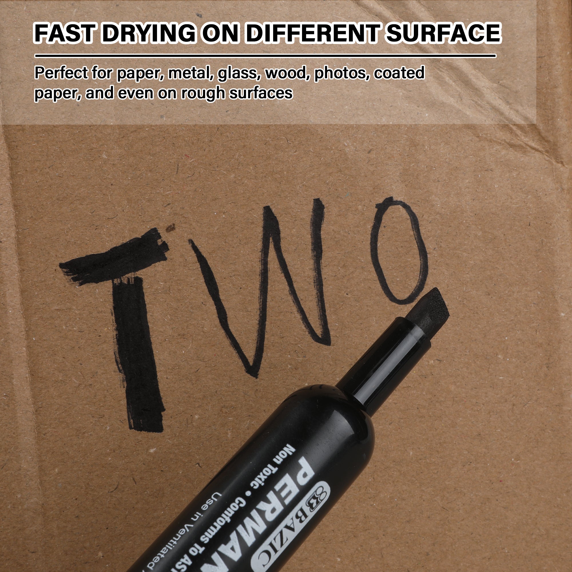 Black Chisel Tip Desk Style Permanent Markers (3/Pack)