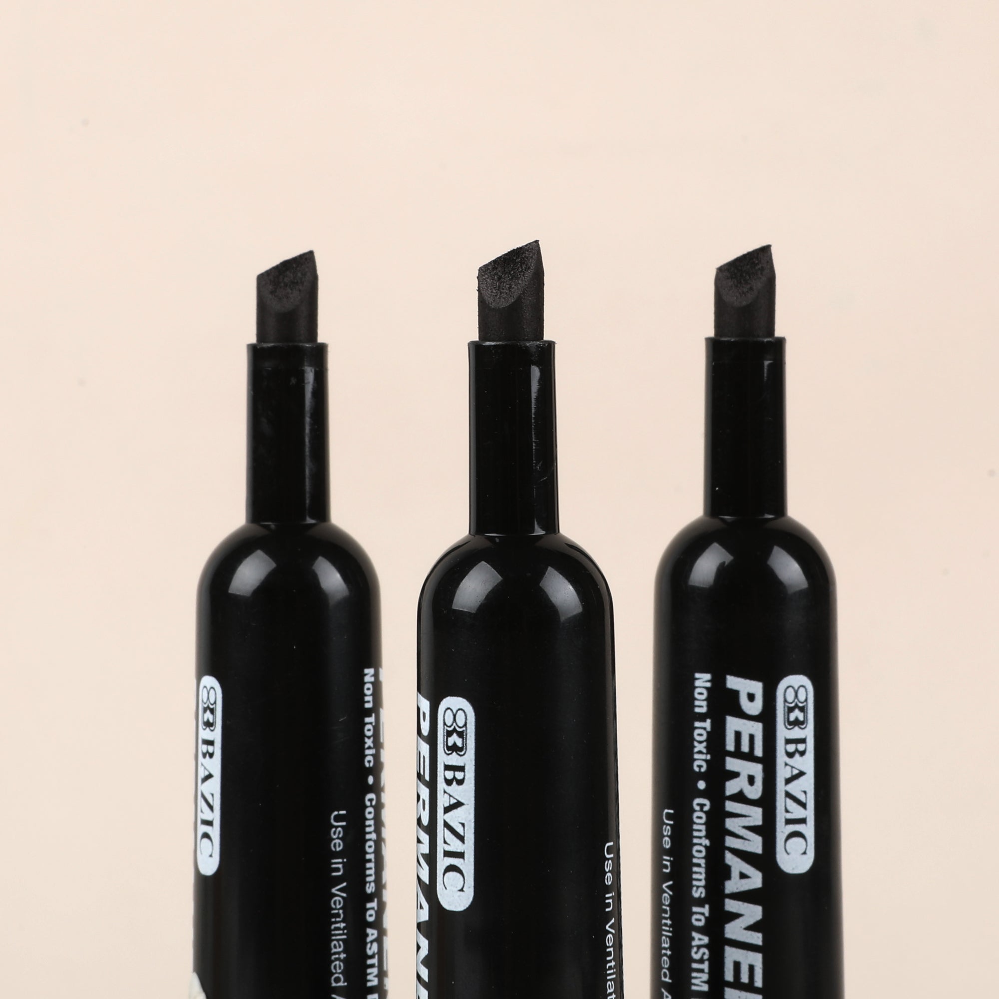 Black Chisel Tip Desk Style Permanent Markers (3/Pack)