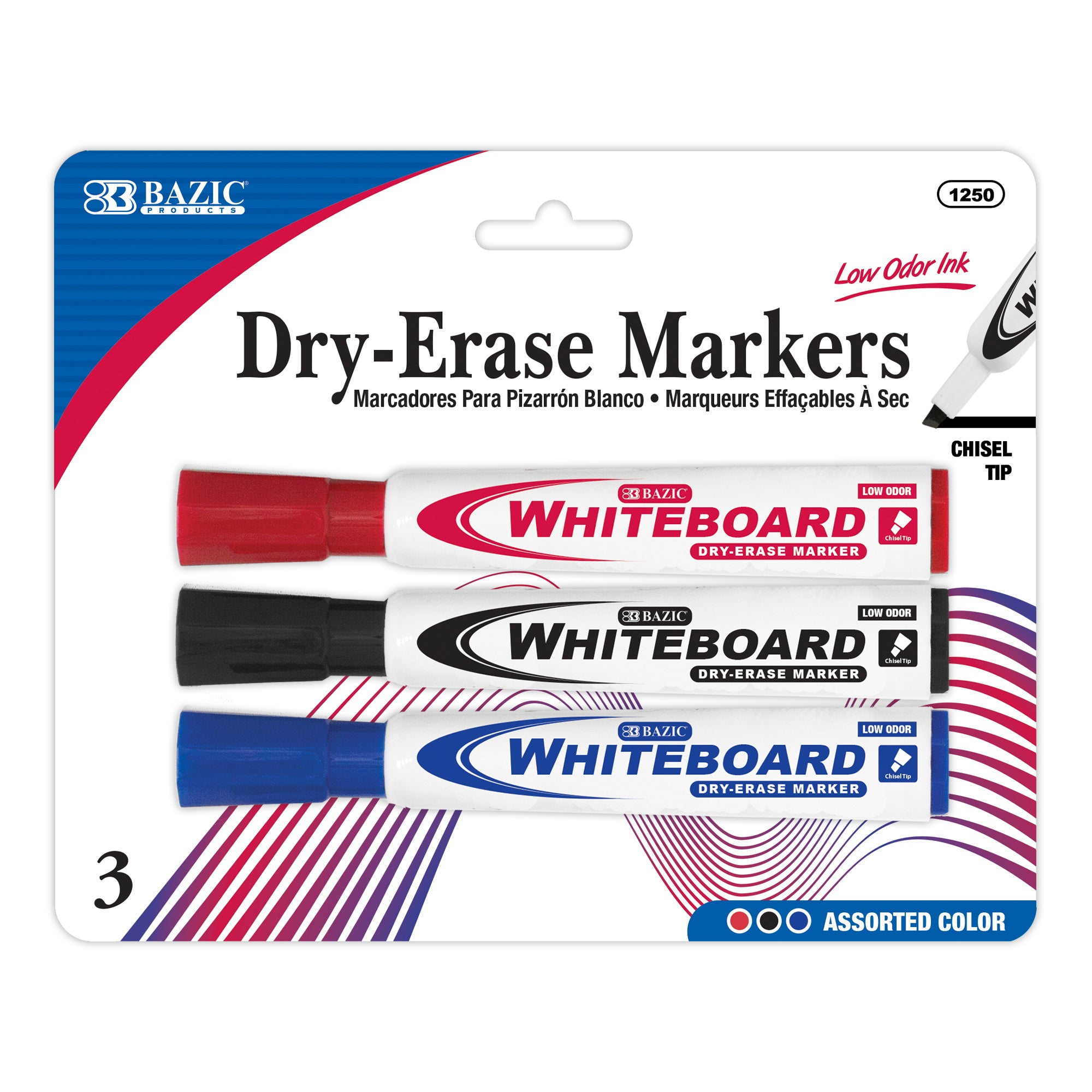Assorted Colors Chisel Tip Dry-Erase Markers (3/Pack)