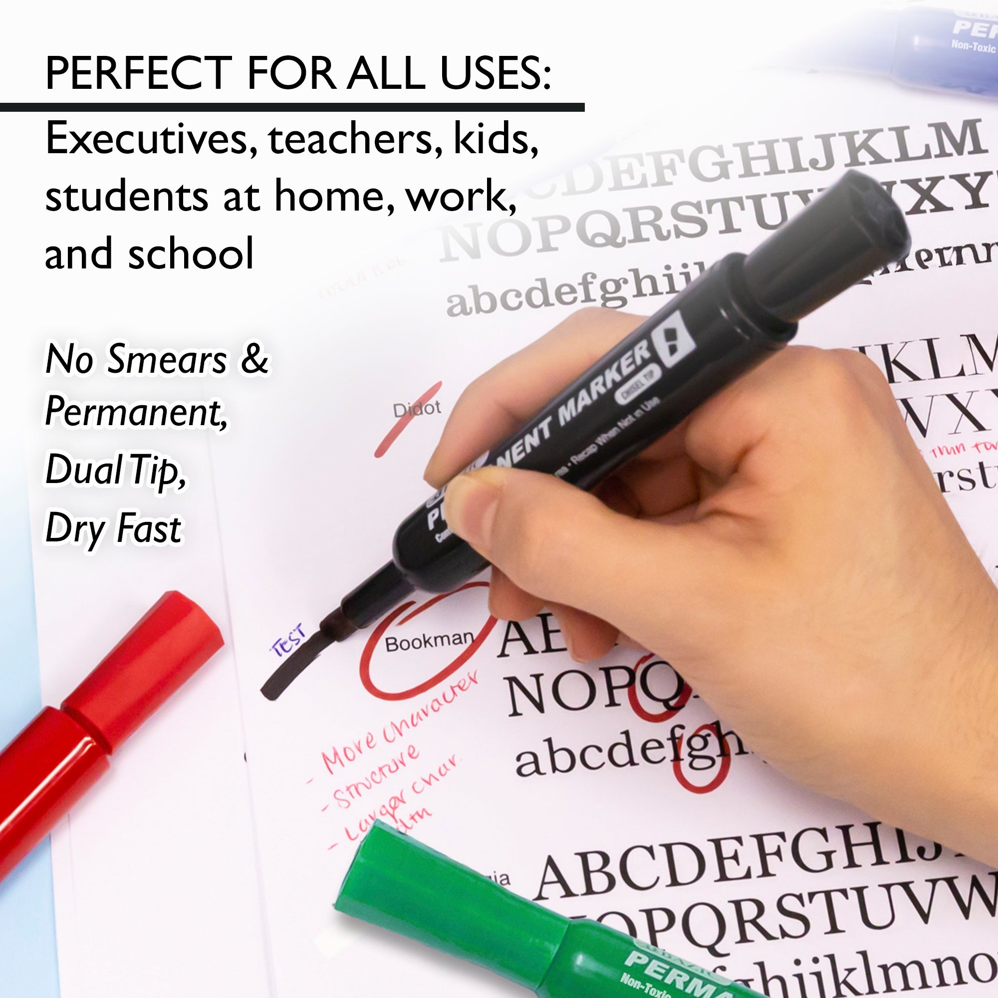 Assorted Colors Chisel Tip Desk Style Permanent Markers (4/Pack)