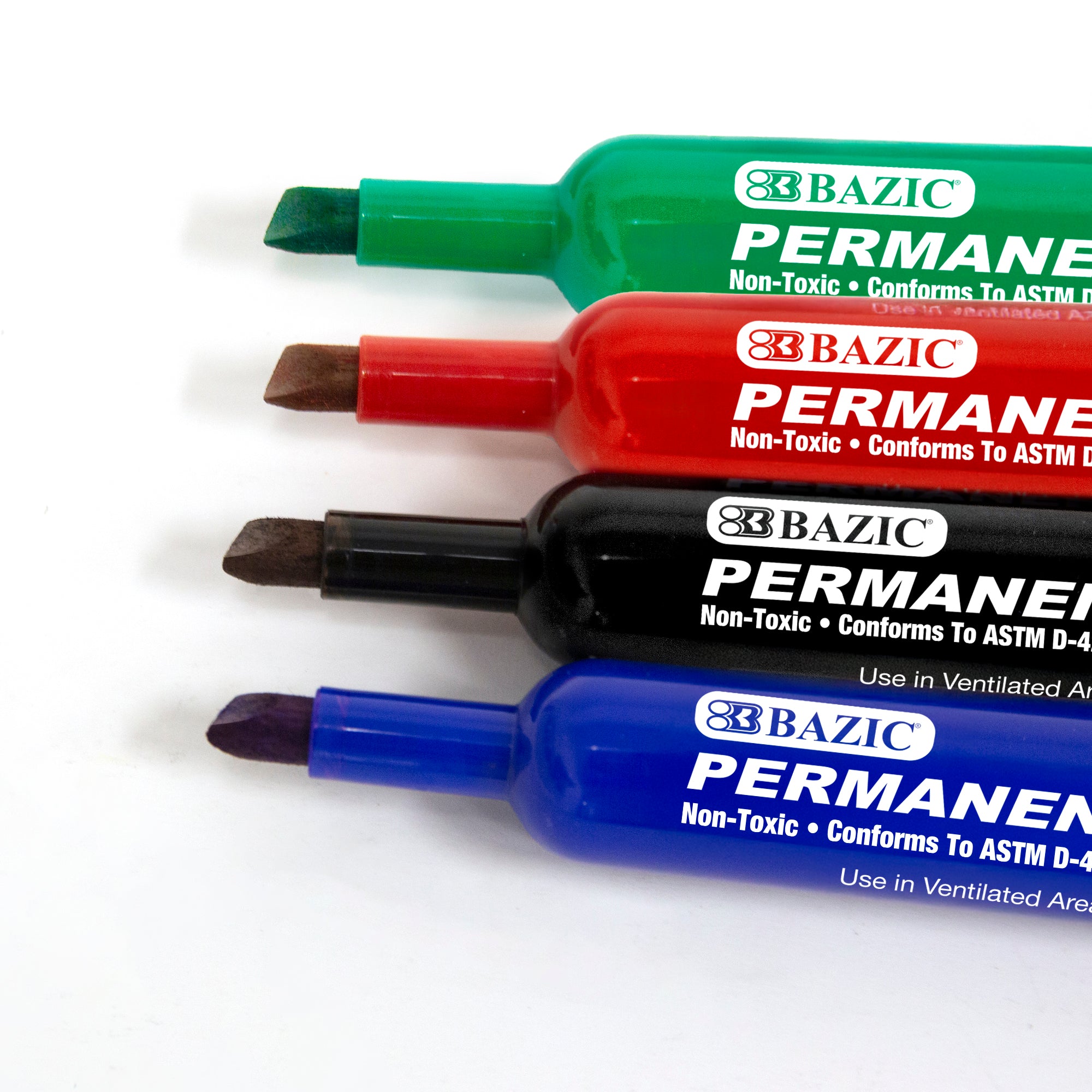 Assorted Colors Chisel Tip Desk Style Permanent Markers (4/Pack)