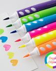 6 Fluorescent Colors Brush Markers