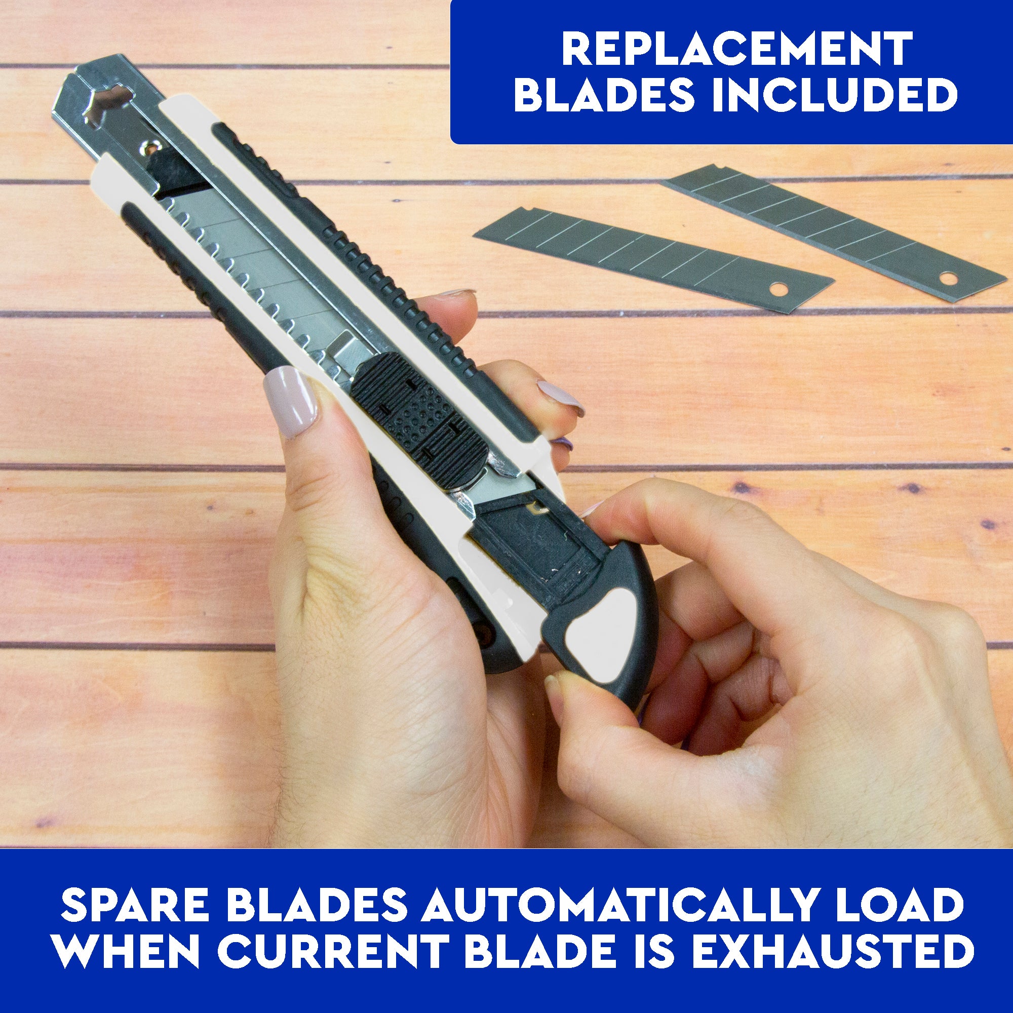 Heavy Duty Self Loading Cutter w/ Grip + 2 Replacement Blades