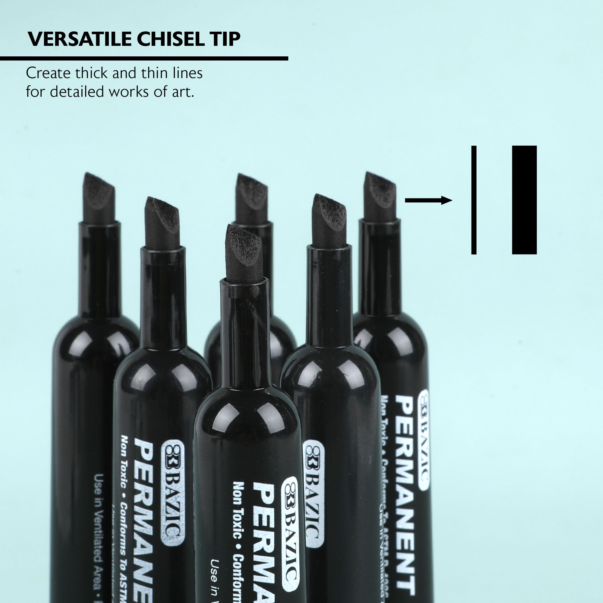 Black Colors Chisel Tip Desk Style Permanent Markers (12/Box)