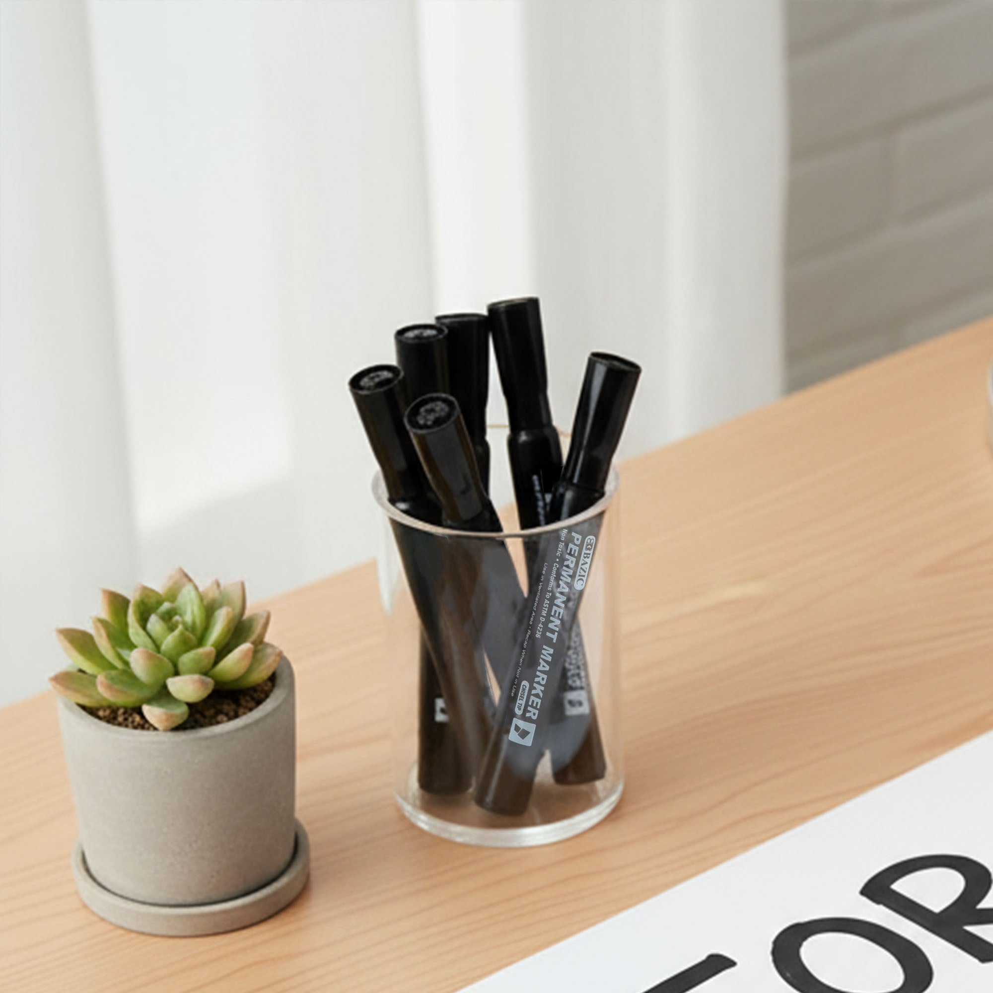 Black Colors Chisel Tip Desk Style Permanent Markers (12/Box)