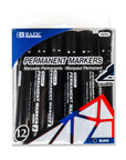 Black Colors Chisel Tip Desk Style Permanent Markers (12/Box)