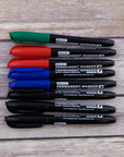 Assorted Colors Fine Tip Permanent Markers w/ Pocket Clip (8/Pack)