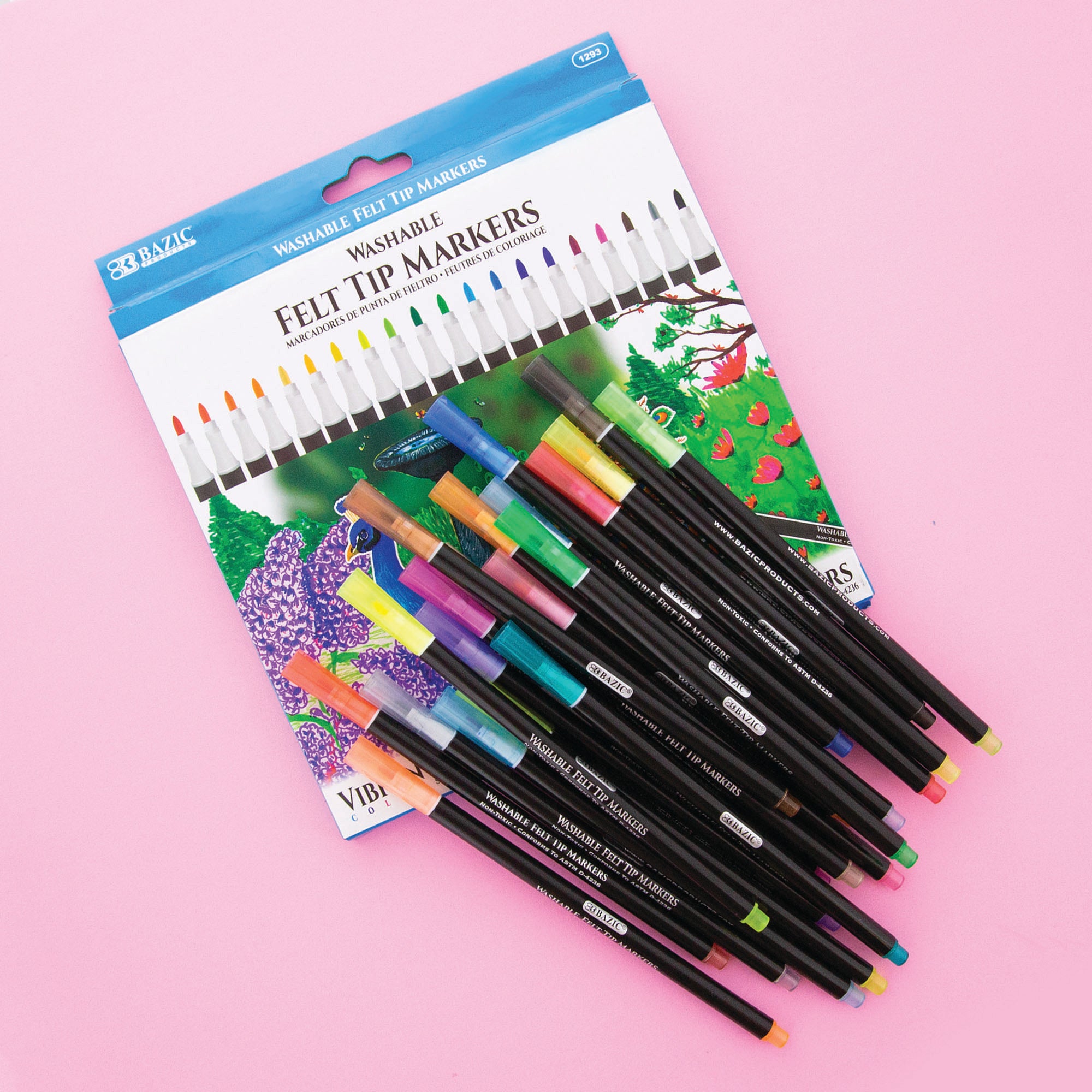 20 Colors Felt Tip Washable Markers