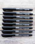 Black Fine Tip Permanent Markers w/ Pocket Clip (8/Pack)