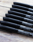 Black Fine Tip Permanent Markers w/ Pocket Clip (8/Pack)
