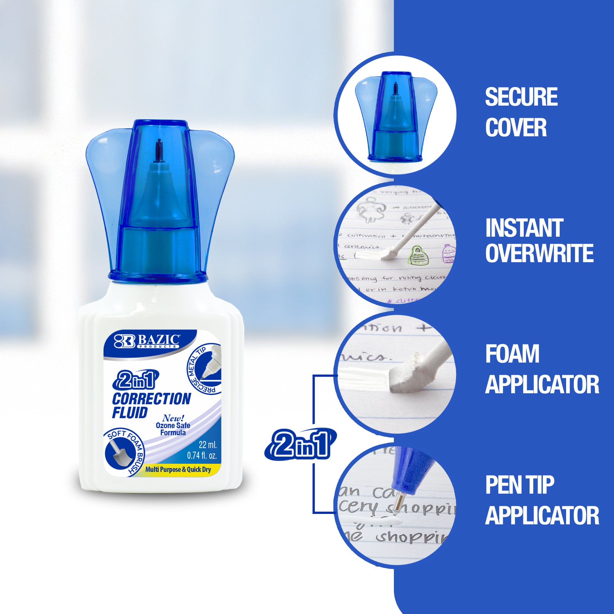 0.74 FL OZ (22 mL) 2 in 1 Correction w/ Foam Brush Applicator & Pen Tip