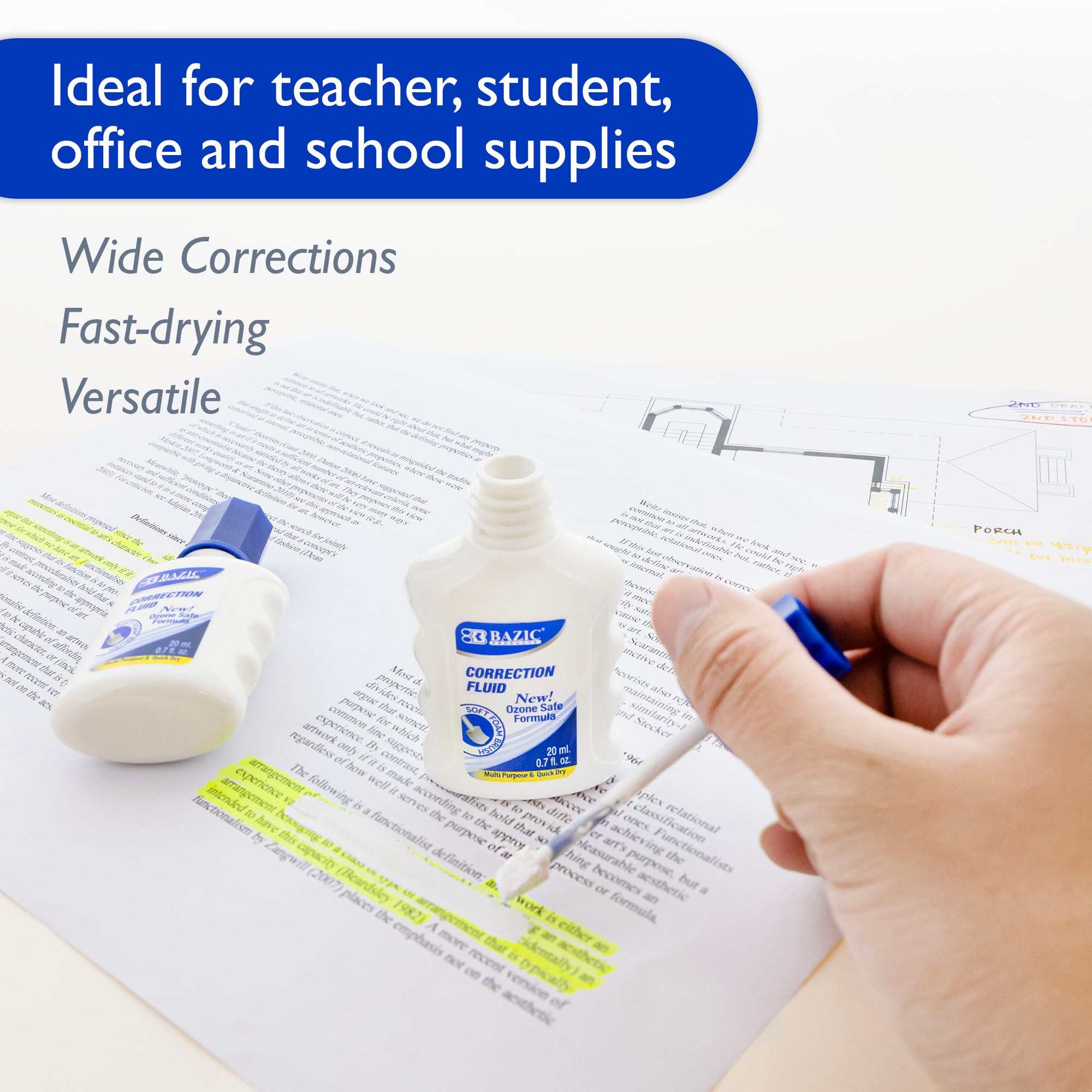 0.7 FL OZ (20 mL) Correction Fluid w/ Foam Brush (2/Pk)