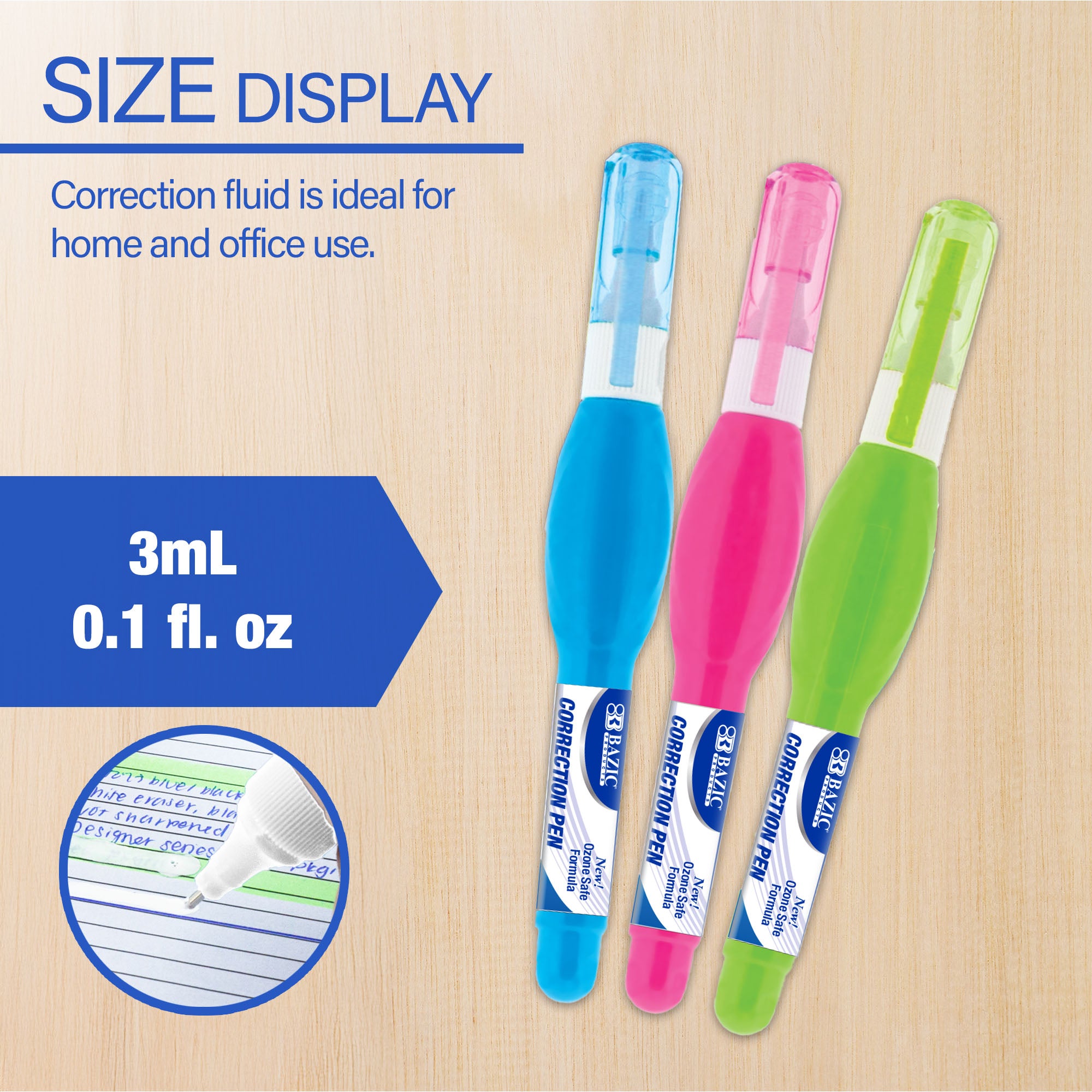 0.1 FL OZ (3 mL) Metal Tip Mini Correction Pen (3/Pack)