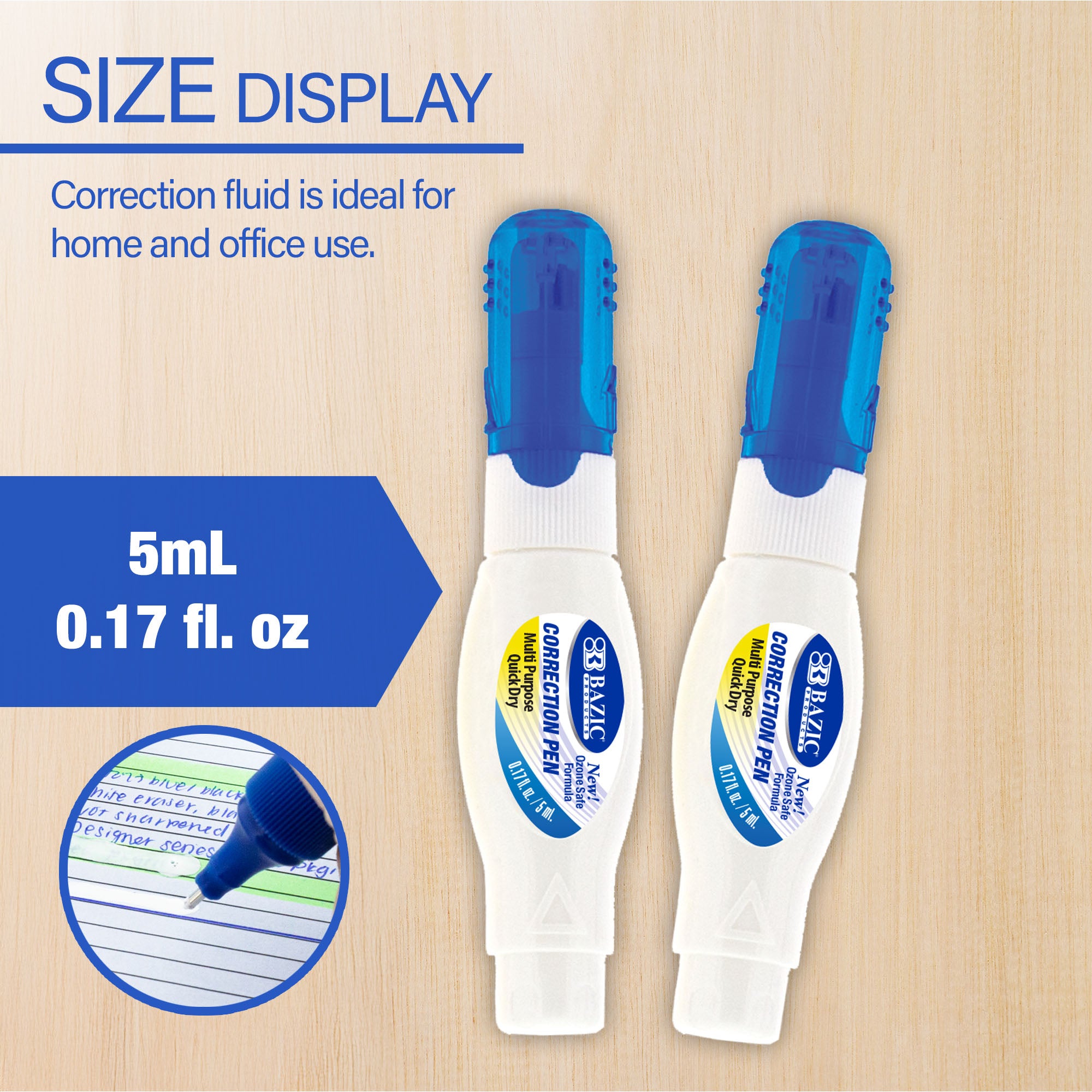 0.17 FL OZ (5 mL) Metal Tip Mini Correction Pen (2/Pack)