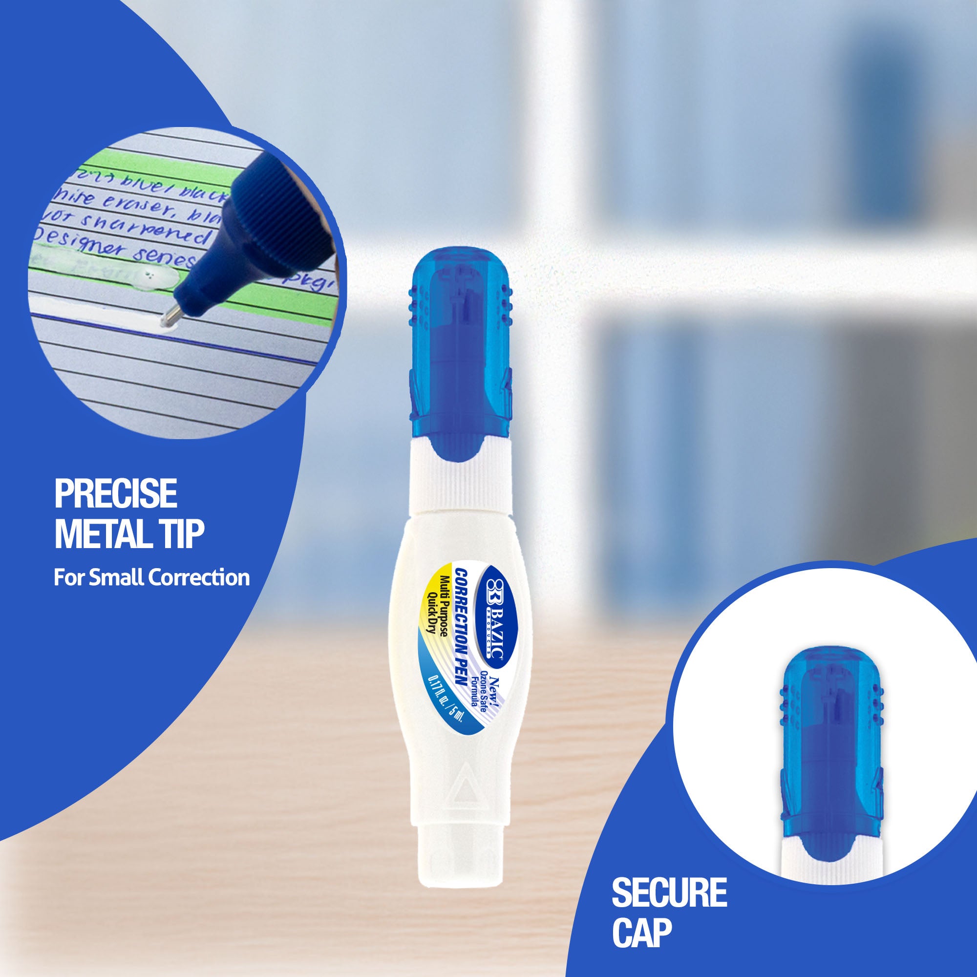 0.17 FL OZ (5 mL) Metal Tip Mini Correction Pen (2/Pack)