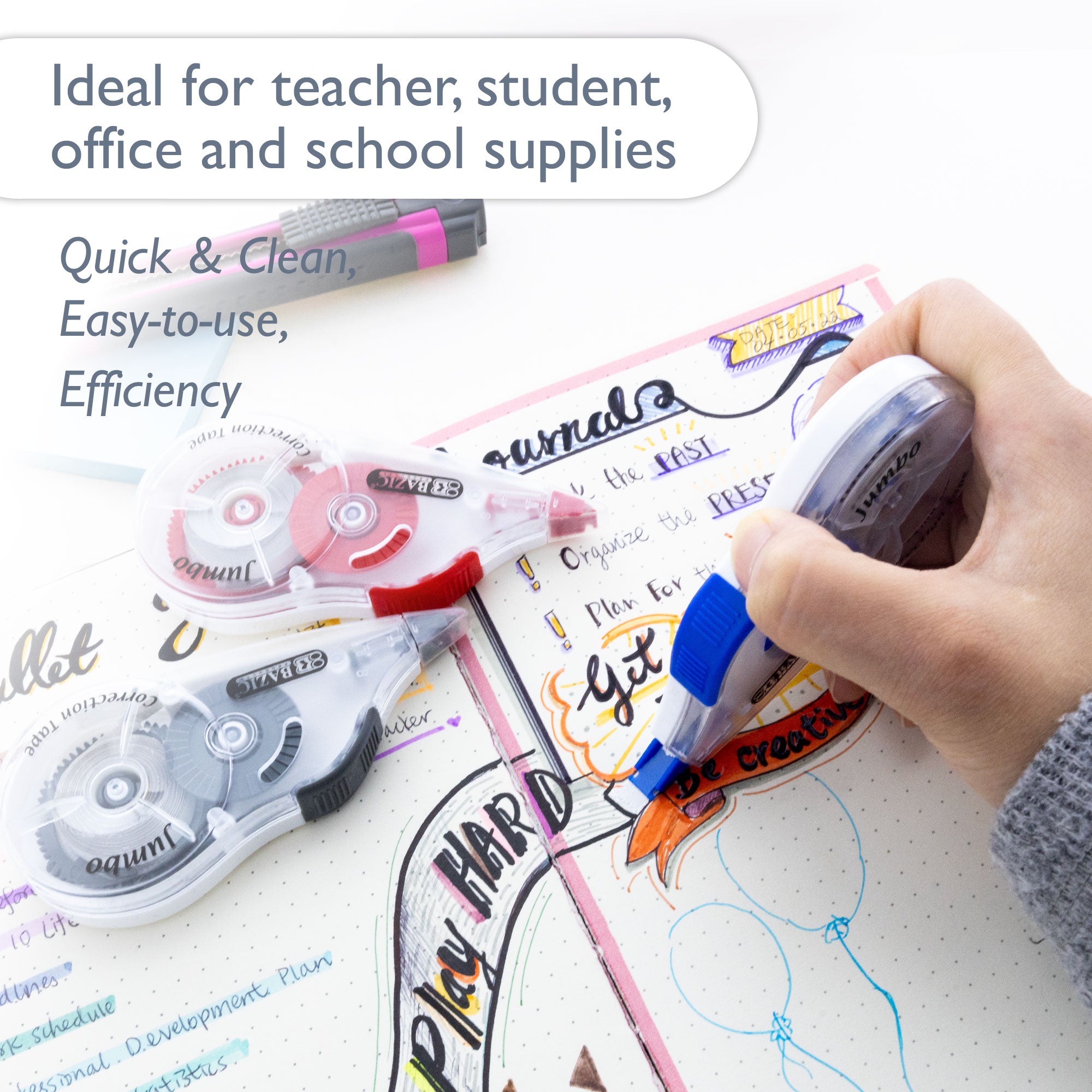 5 mm x 394" Jumbo Correction Tape w/ Grip