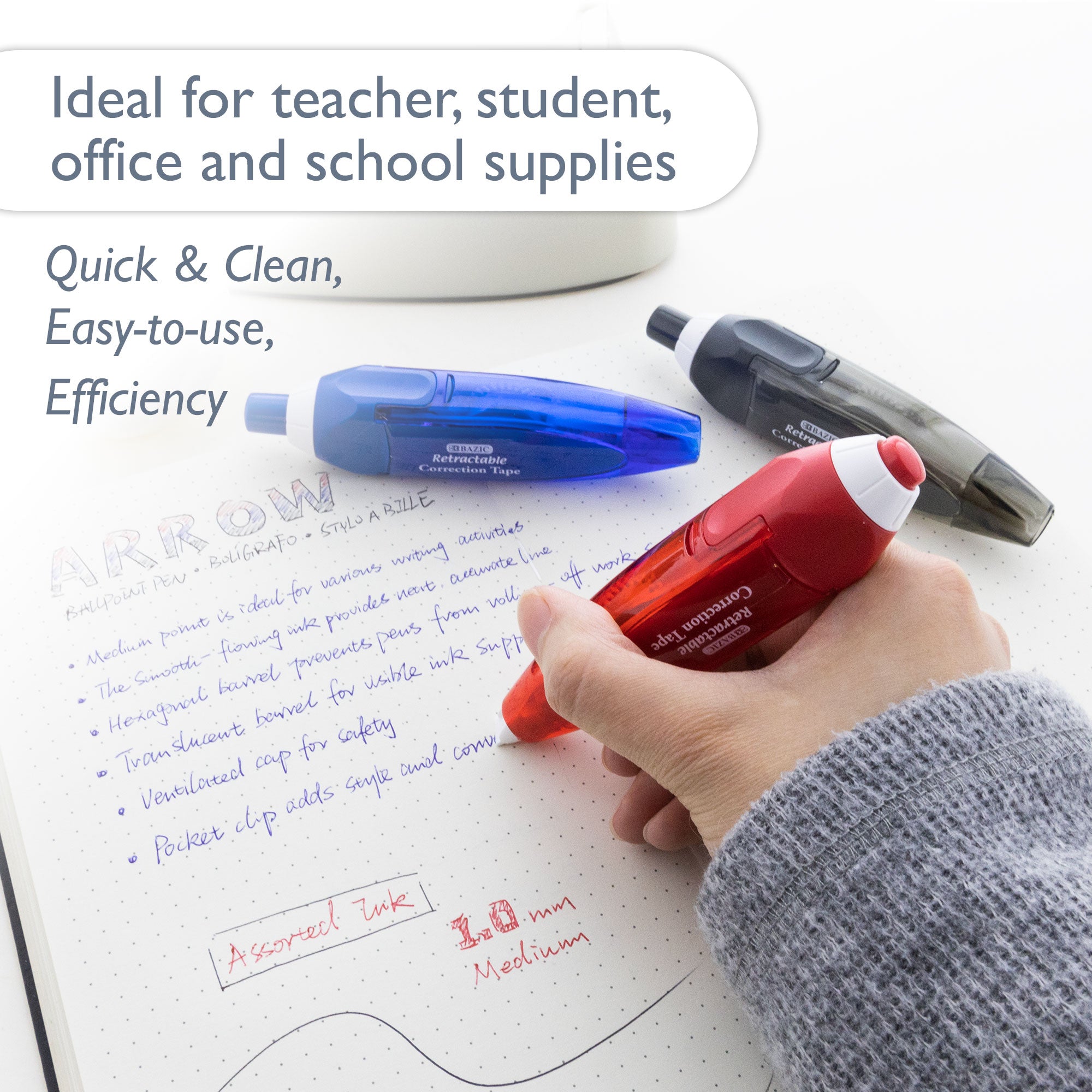 5 mm x 196" Retractable Correction Tape