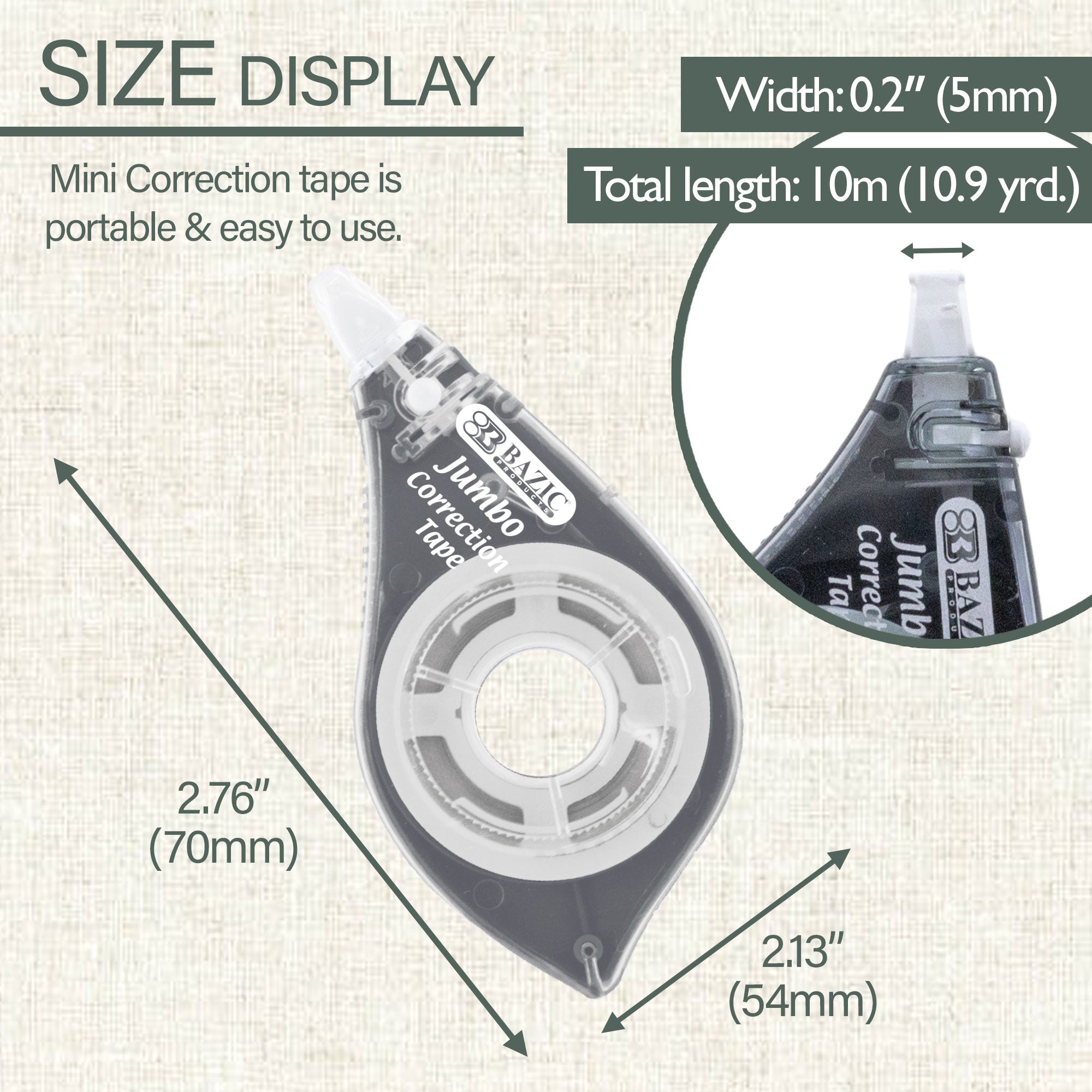 5 mm x 394" Jumbo Correction Tape w/ Two Way Applicator